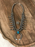 The Samba Squash Blossom Necklace Set-Necklaces-Calli Co., Turquoise and Silver Jewelry, Native American Handmade, Zuni Tribe, Navajo Tribe, Brock Texas