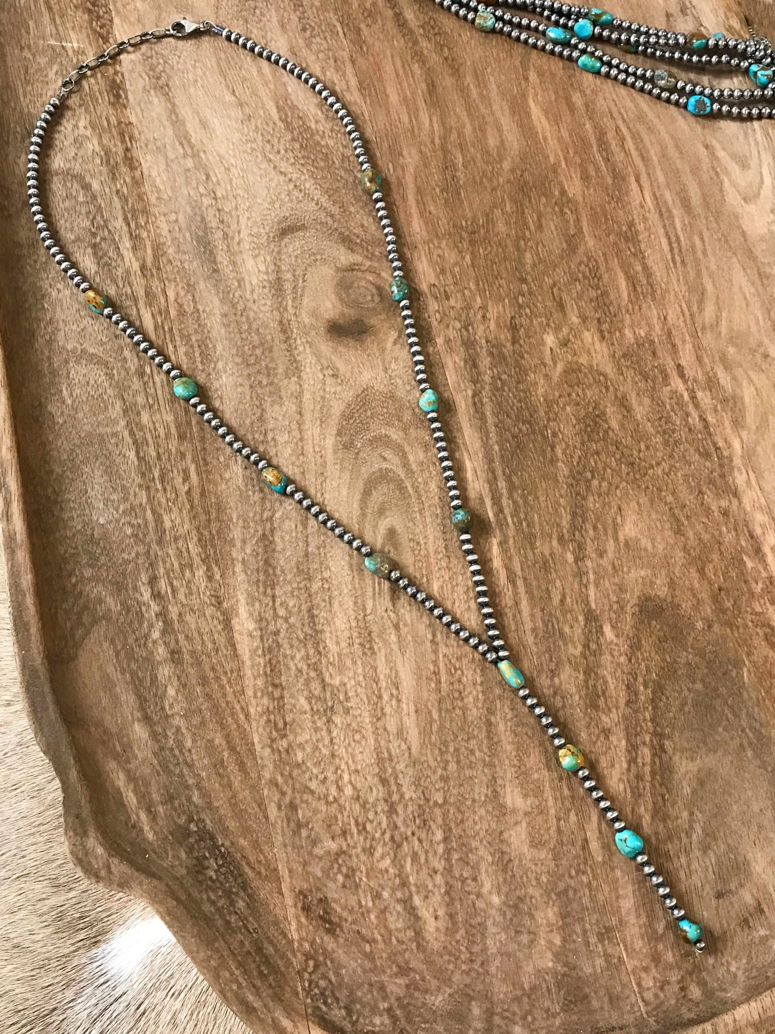 The Coalinga Lariat-Necklaces-Calli Co., Turquoise and Silver Jewelry, Native American Handmade, Zuni Tribe, Navajo Tribe, Brock Texas