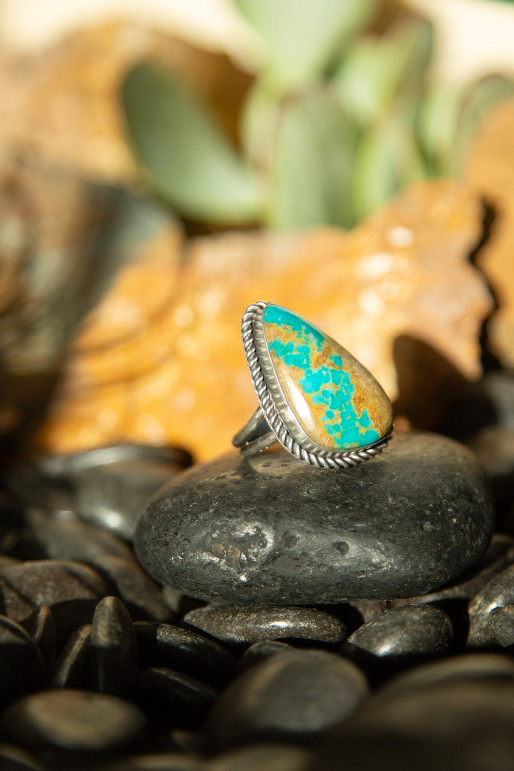 The Micah Turquoise Ring 5, Sz 10-Rings-Calli Co., Turquoise and Silver Jewelry, Native American Handmade, Zuni Tribe, Navajo Tribe, Brock Texas