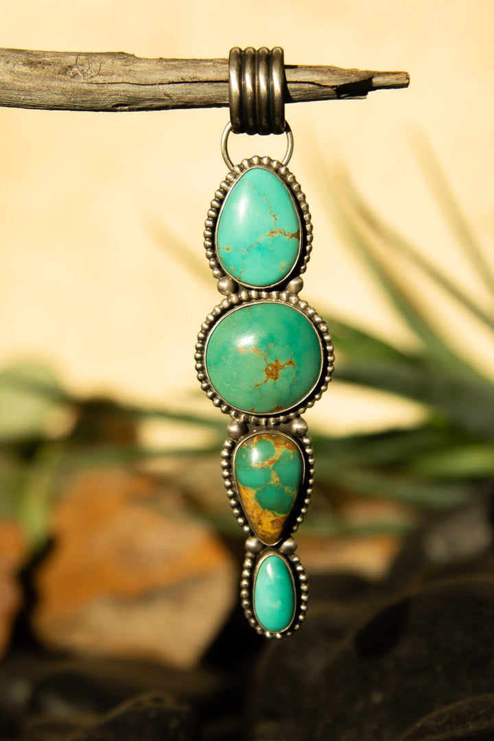 The Lafeyette Turquoise Pendant-Pendants-Calli Co., Turquoise and Silver Jewelry, Native American Handmade, Zuni Tribe, Navajo Tribe, Brock Texas