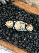 The Boulder 3 Stone Cuff-Bracelets & Cuffs-Calli Co., Turquoise and Silver Jewelry, Native American Handmade, Zuni Tribe, Navajo Tribe, Brock Texas