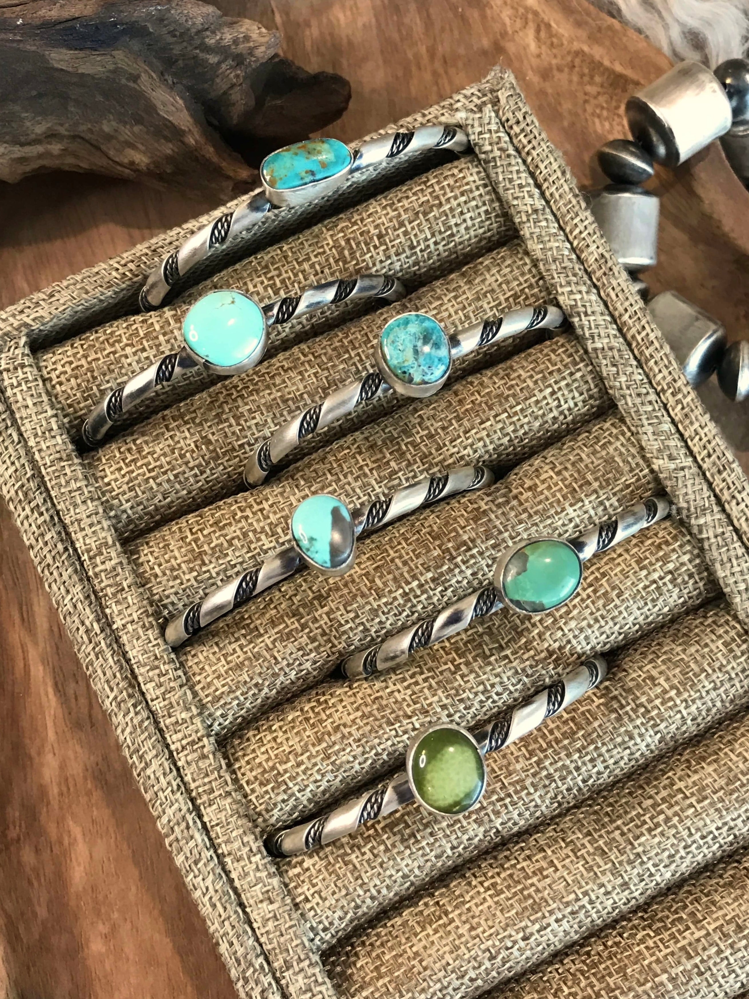 The Lone Cone Cuffs-Bracelets & Cuffs-Calli Co., Turquoise and Silver Jewelry, Native American Handmade, Zuni Tribe, Navajo Tribe, Brock Texas