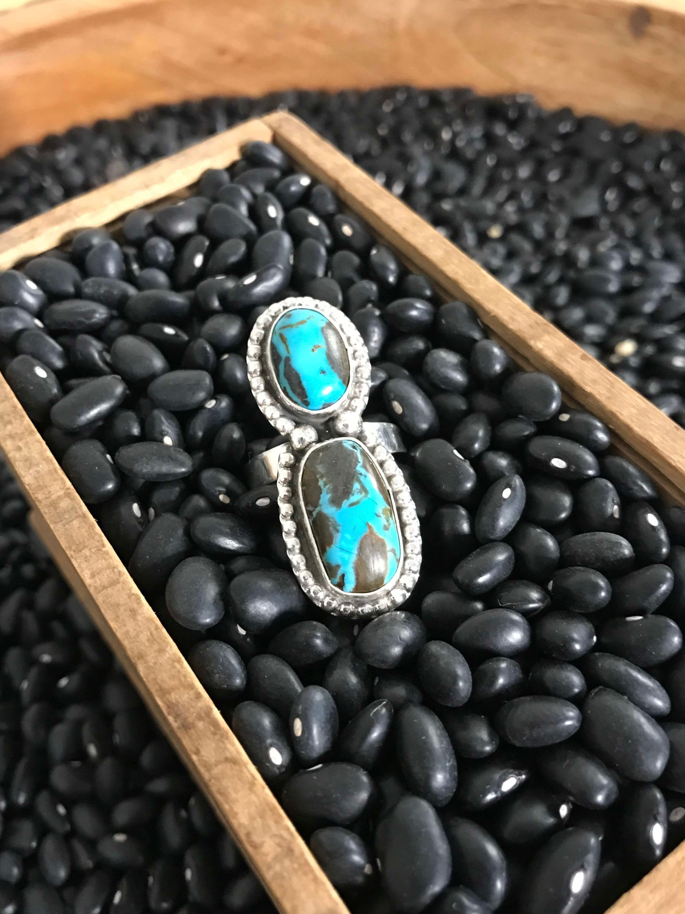 The Adrick Ring, Sz 10-Rings-Calli Co., Turquoise and Silver Jewelry, Native American Handmade, Zuni Tribe, Navajo Tribe, Brock Texas