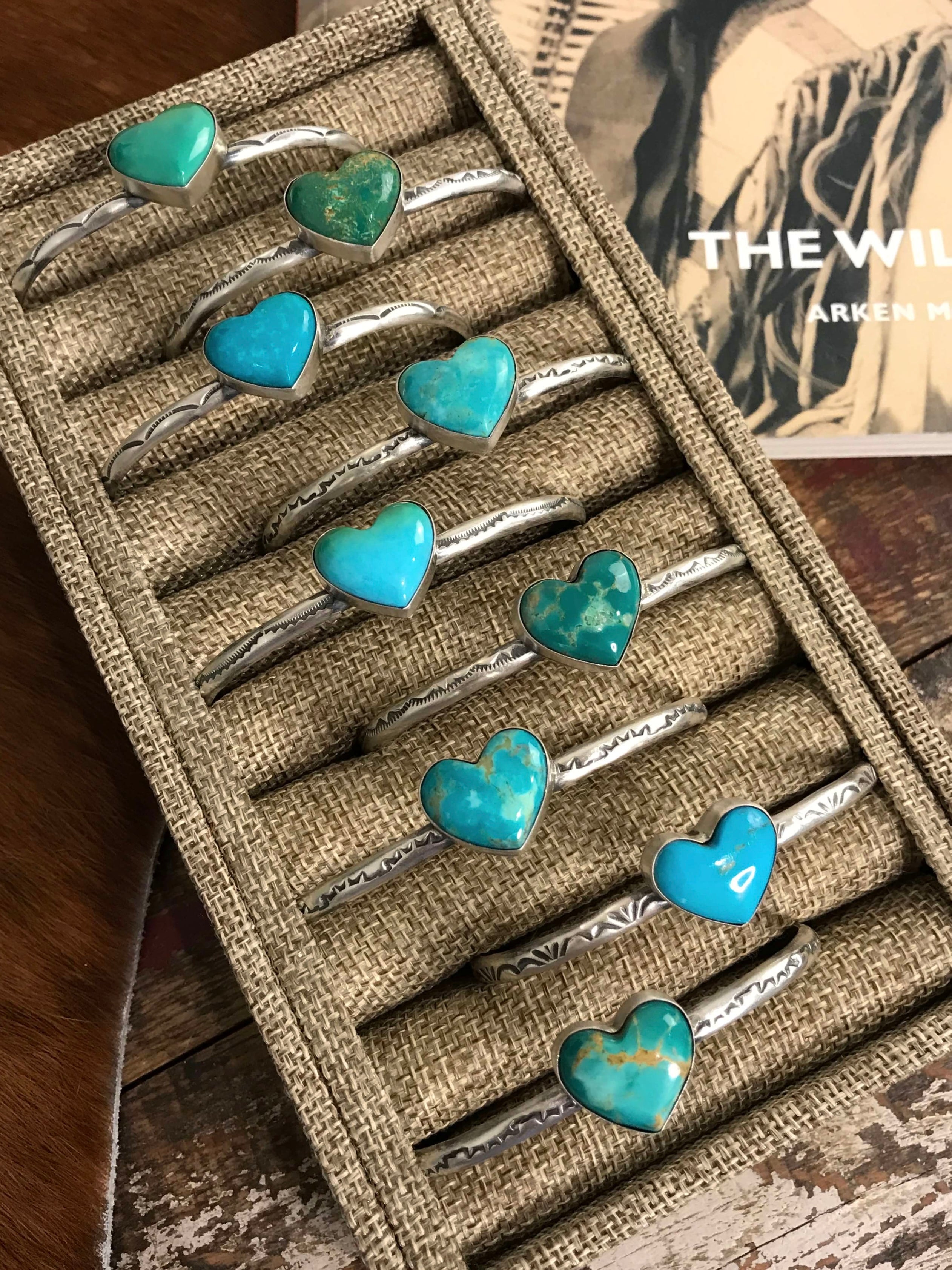 The Classic Turquoise Heart Cuffs | Calli Co. Silver | Fort Worth, TX