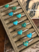 The Darling Turquoise Heart Cuffs-Bracelets & Cuffs-Calli Co., Turquoise and Silver Jewelry, Native American Handmade, Zuni Tribe, Navajo Tribe, Brock Texas