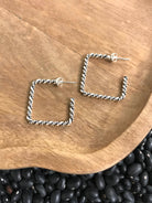 The Aidan Square Hoops-Earrings-Calli Co., Turquoise and Silver Jewelry, Native American Handmade, Zuni Tribe, Navajo Tribe, Brock Texas