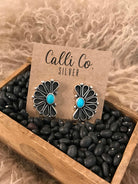 The Maizey Turquoise Earrings, 1-Earrings-Calli Co., Turquoise and Silver Jewelry, Native American Handmade, Zuni Tribe, Navajo Tribe, Brock Texas