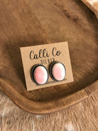 The Pink Conch Studs, 8-Earrings-Calli Co., Turquoise and Silver Jewelry, Native American Handmade, Zuni Tribe, Navajo Tribe, Brock Texas