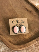 The Pink Conch Studs, 7-Earrings-Calli Co., Turquoise and Silver Jewelry, Native American Handmade, Zuni Tribe, Navajo Tribe, Brock Texas