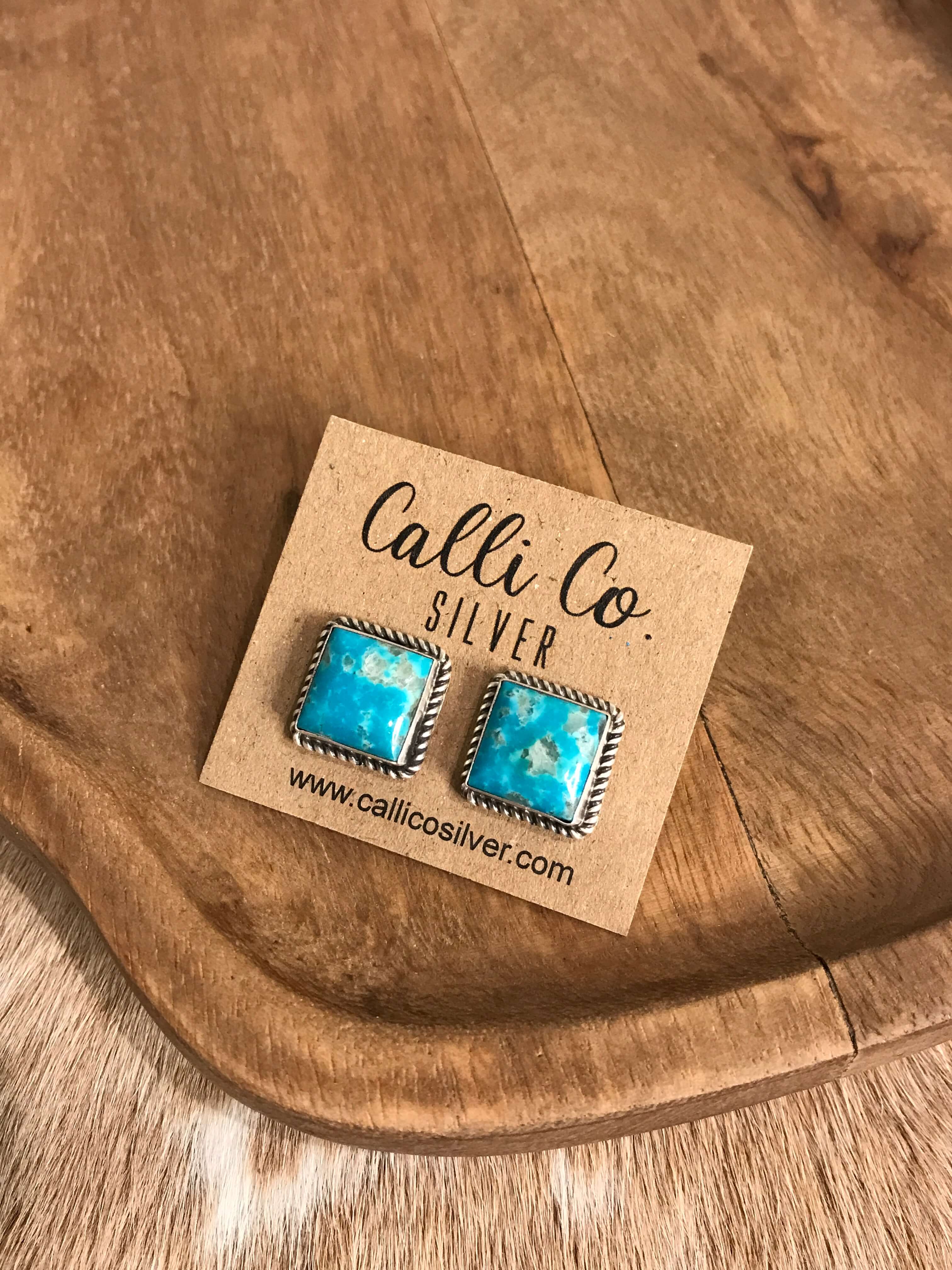 The Turquoise Studs, 76-Earrings-Calli Co., Turquoise and Silver Jewelry, Native American Handmade, Zuni Tribe, Navajo Tribe, Brock Texas