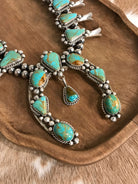 The Yellowridge Squash Blossom Necklace Set-Necklaces-Calli Co., Turquoise and Silver Jewelry, Native American Handmade, Zuni Tribe, Navajo Tribe, Brock Texas