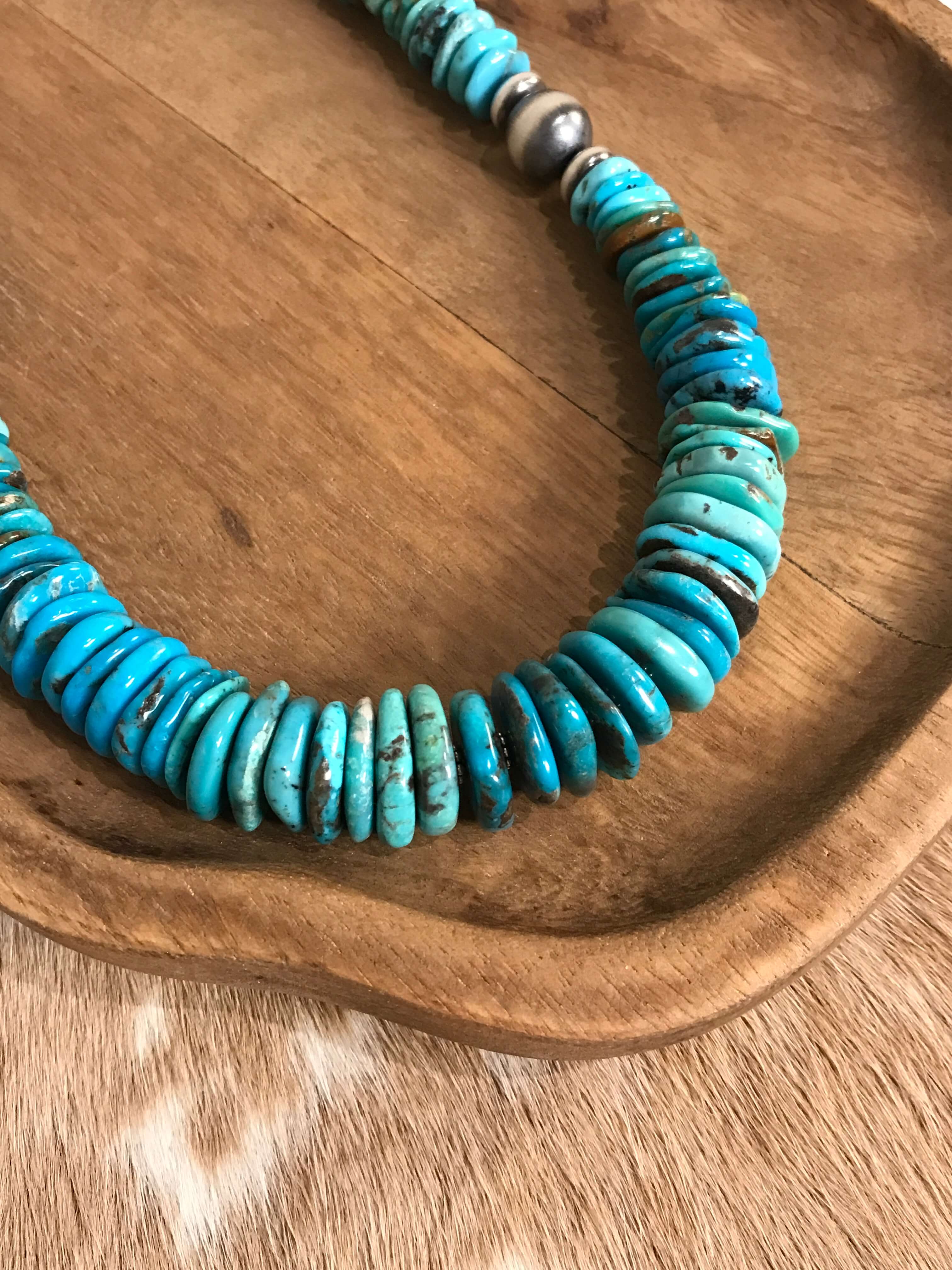 The Cresco 20" Stacked Necklace, 1-Necklaces-Calli Co., Turquoise and Silver Jewelry, Native American Handmade, Zuni Tribe, Navajo Tribe, Brock Texas