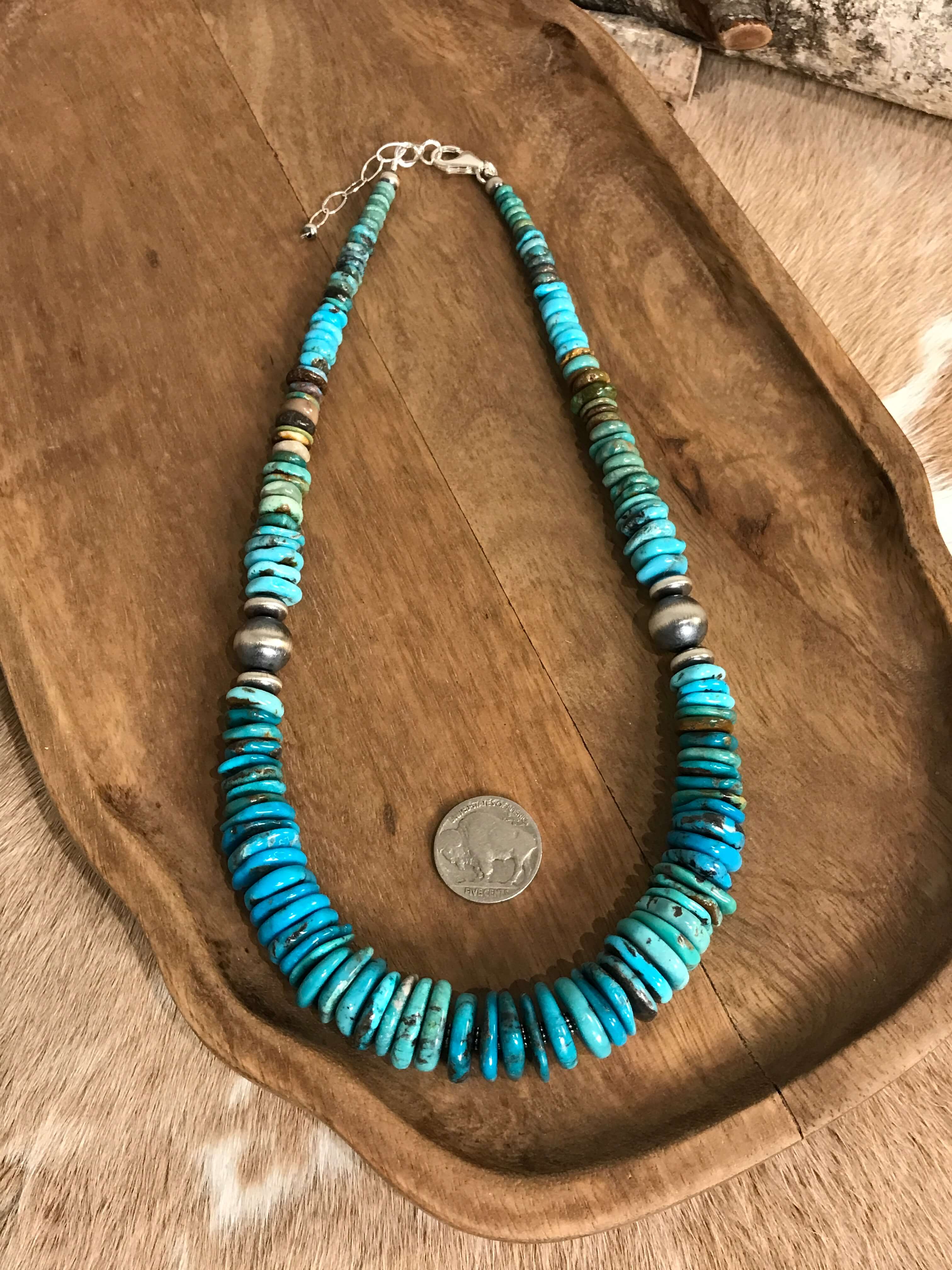 The Cresco 20" Stacked Necklace, 1-Necklaces-Calli Co., Turquoise and Silver Jewelry, Native American Handmade, Zuni Tribe, Navajo Tribe, Brock Texas