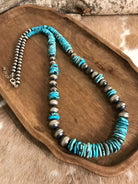 The Olancha Stacked 34" Statement Necklace, 1-Necklaces-Calli Co., Turquoise and Silver Jewelry, Native American Handmade, Zuni Tribe, Navajo Tribe, Brock Texas
