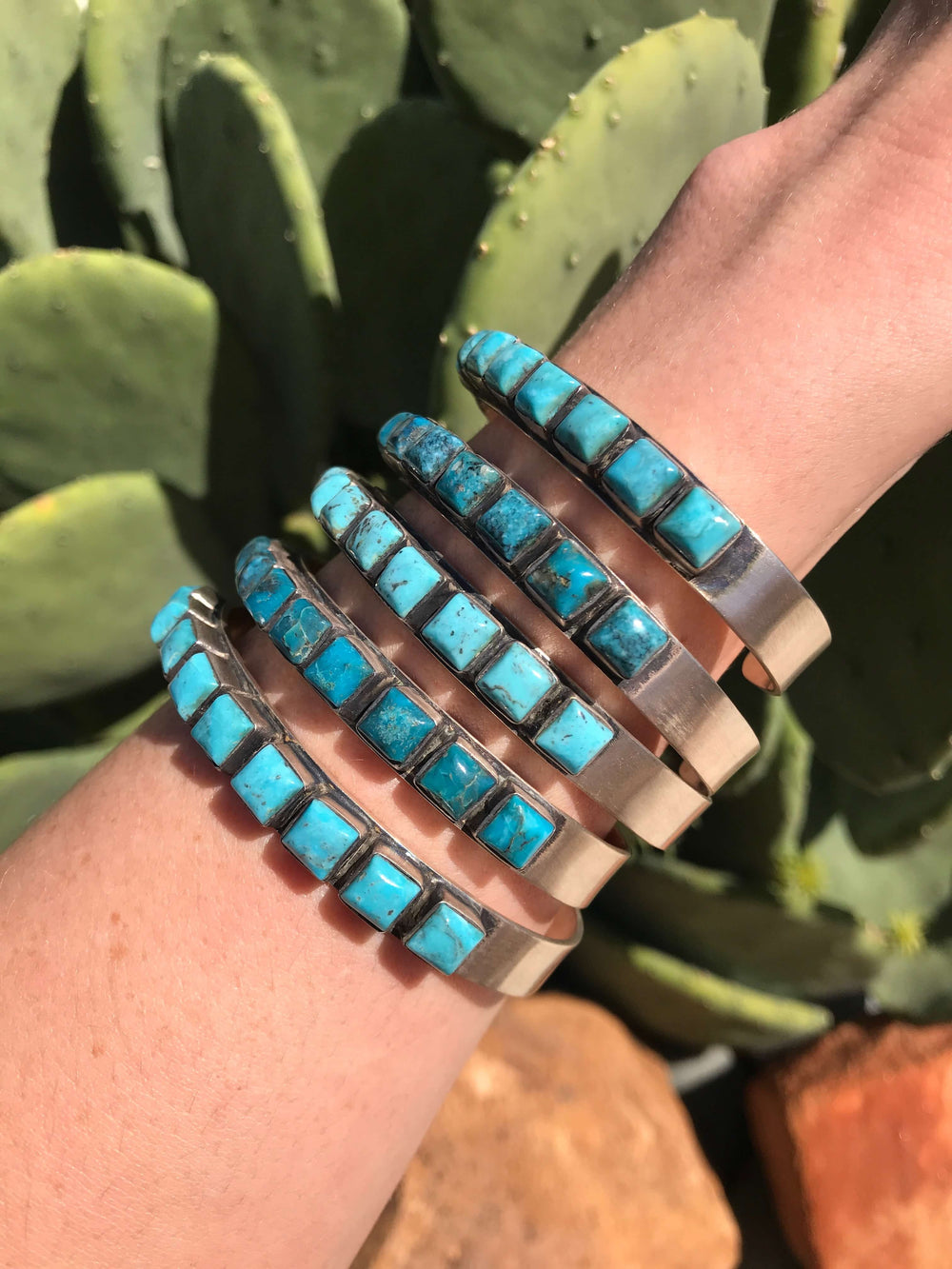 The Everleigh Cuff-Bracelets & Cuffs-Calli Co., Turquoise and Silver Jewelry, Native American Handmade, Zuni Tribe, Navajo Tribe, Brock Texas