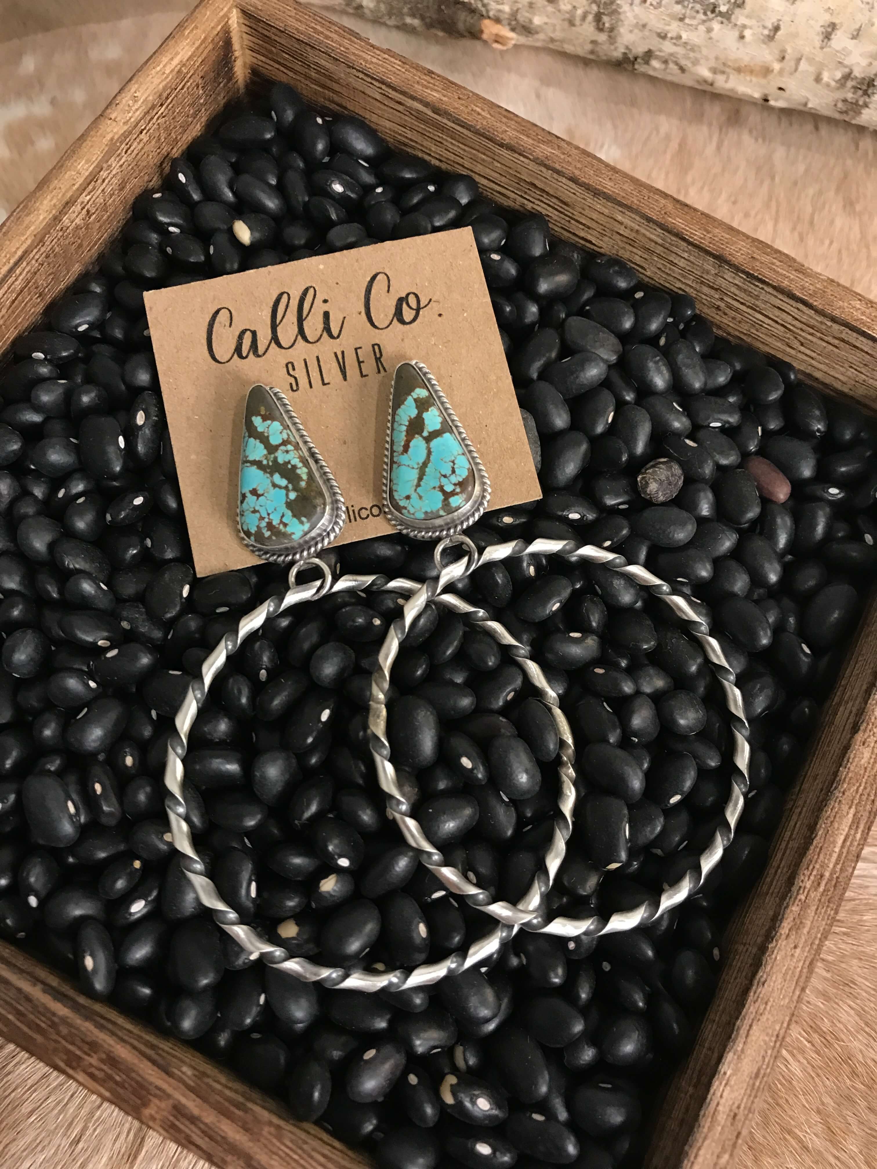 The Swain Hoop Earrings, 2-Earrings-Calli Co., Turquoise and Silver Jewelry, Native American Handmade, Zuni Tribe, Navajo Tribe, Brock Texas