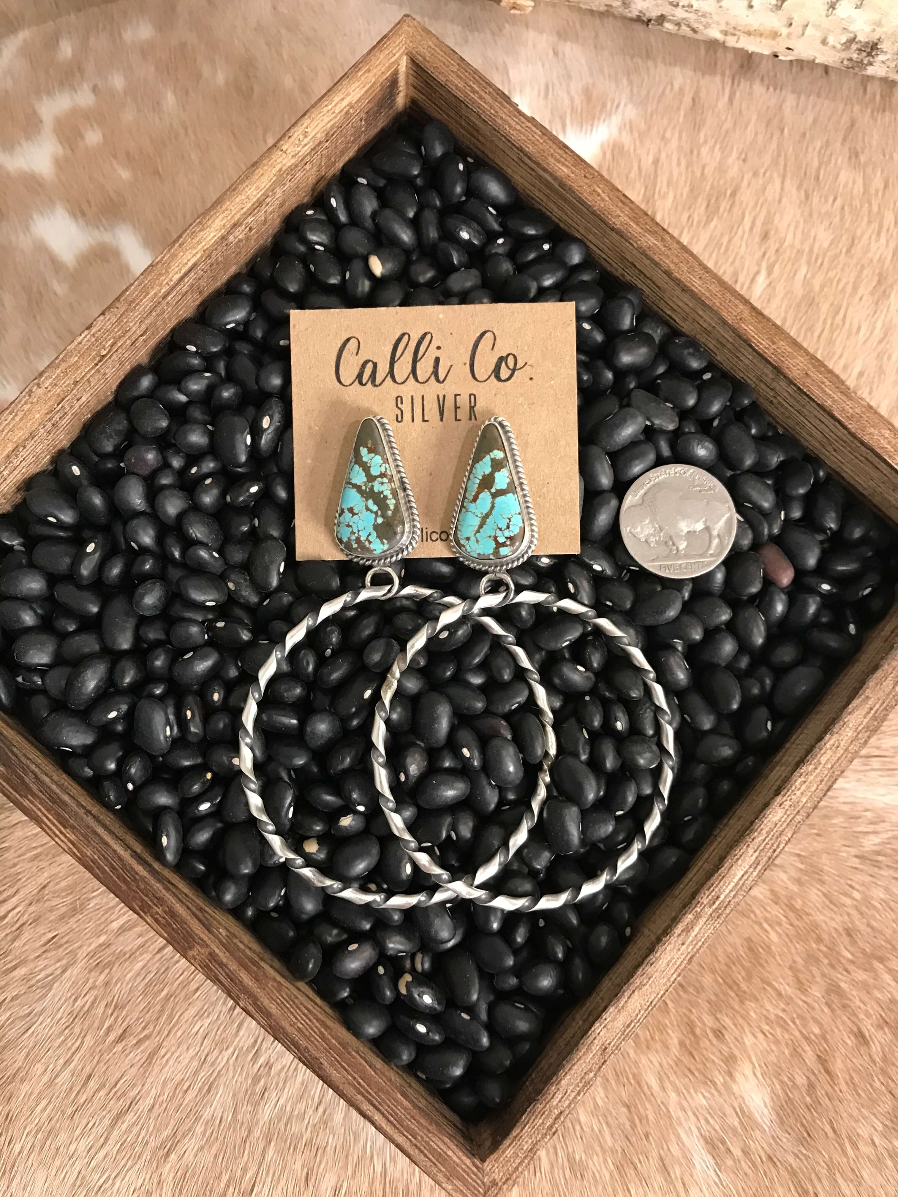 The Swain Hoop Earrings, 2-Earrings-Calli Co., Turquoise and Silver Jewelry, Native American Handmade, Zuni Tribe, Navajo Tribe, Brock Texas