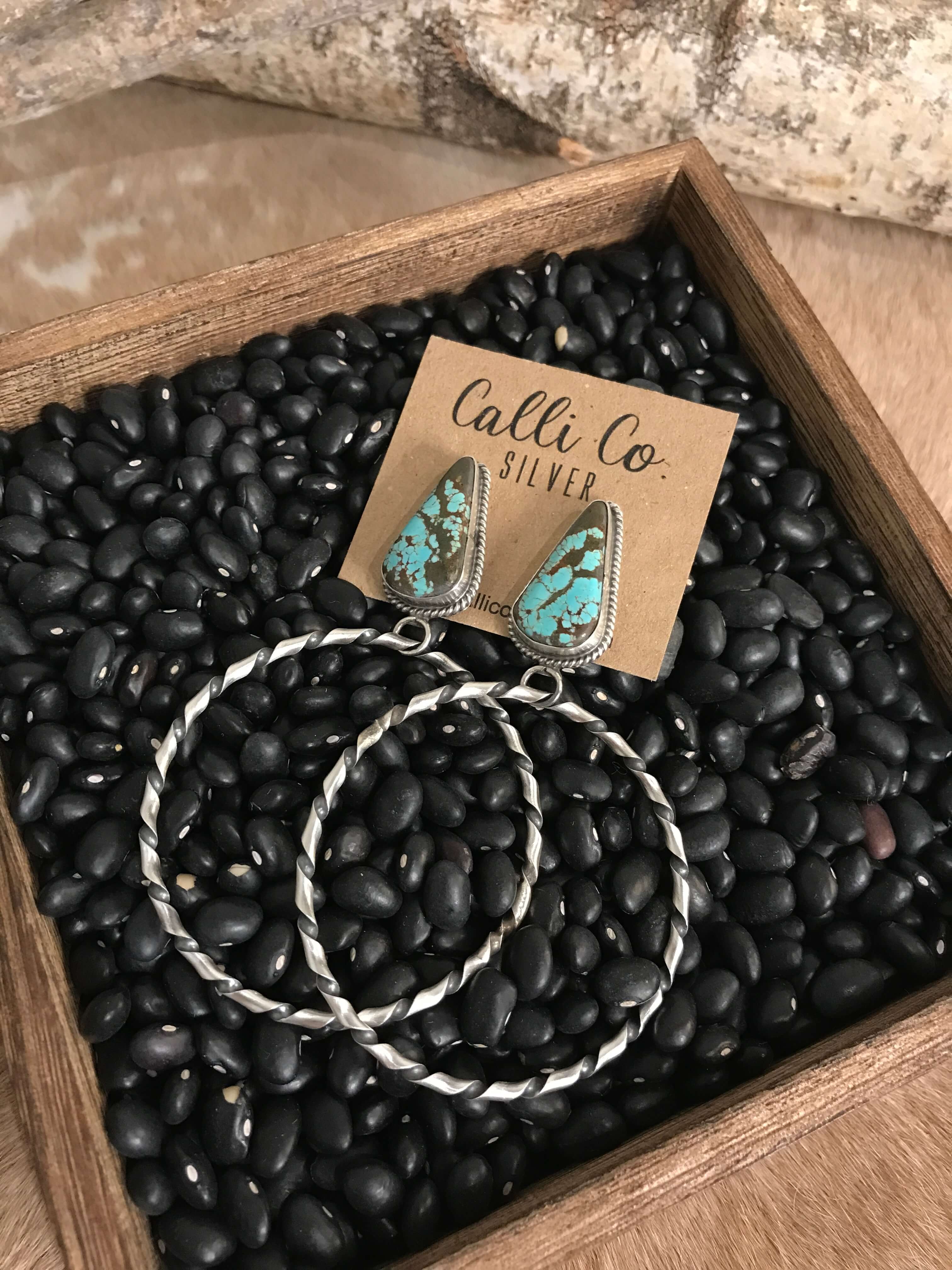 The Swain Hoop Earrings, 2-Earrings-Calli Co., Turquoise and Silver Jewelry, Native American Handmade, Zuni Tribe, Navajo Tribe, Brock Texas