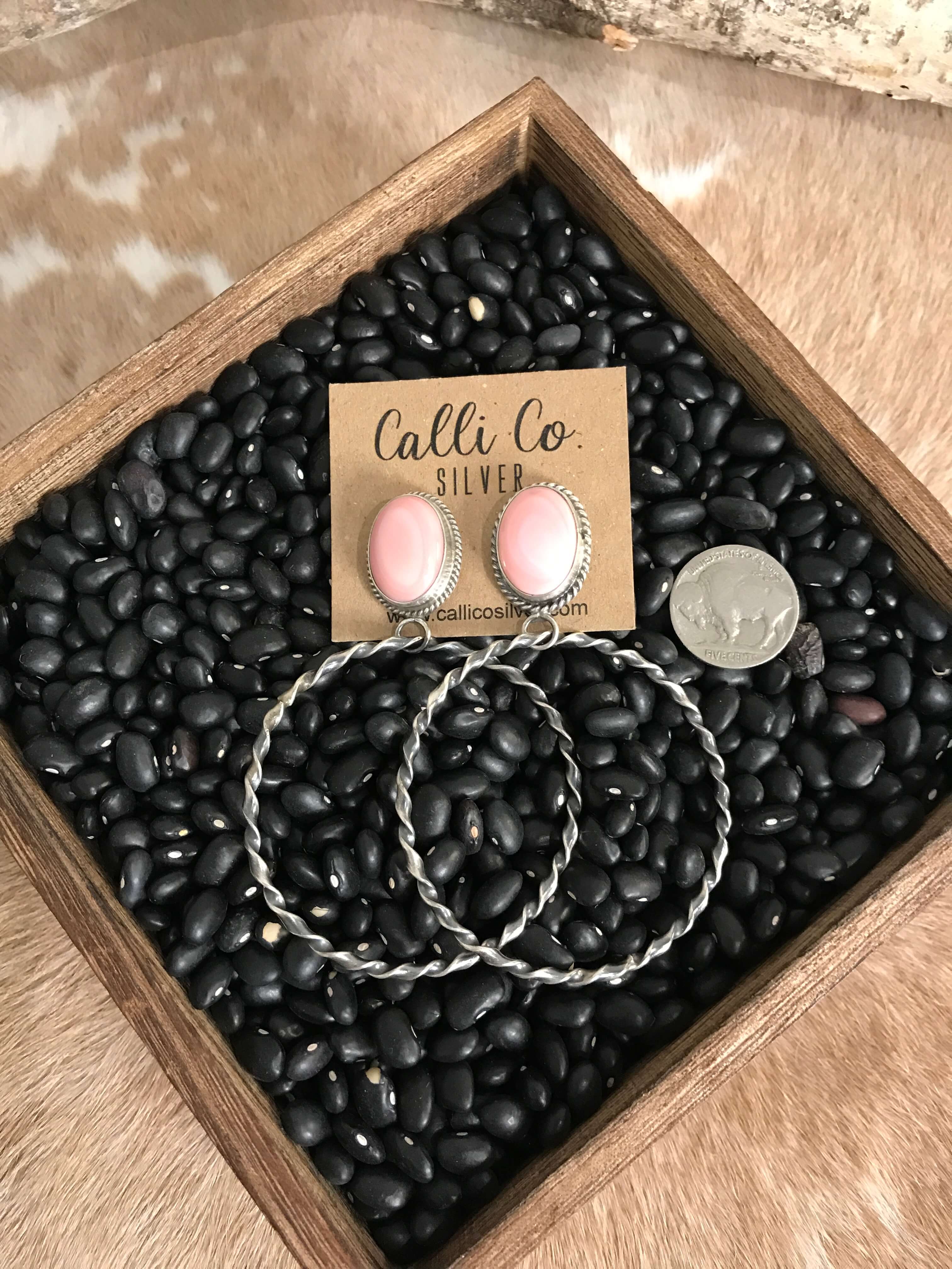 The Swain Hoop Earrings, 4-Earrings-Calli Co., Turquoise and Silver Jewelry, Native American Handmade, Zuni Tribe, Navajo Tribe, Brock Texas