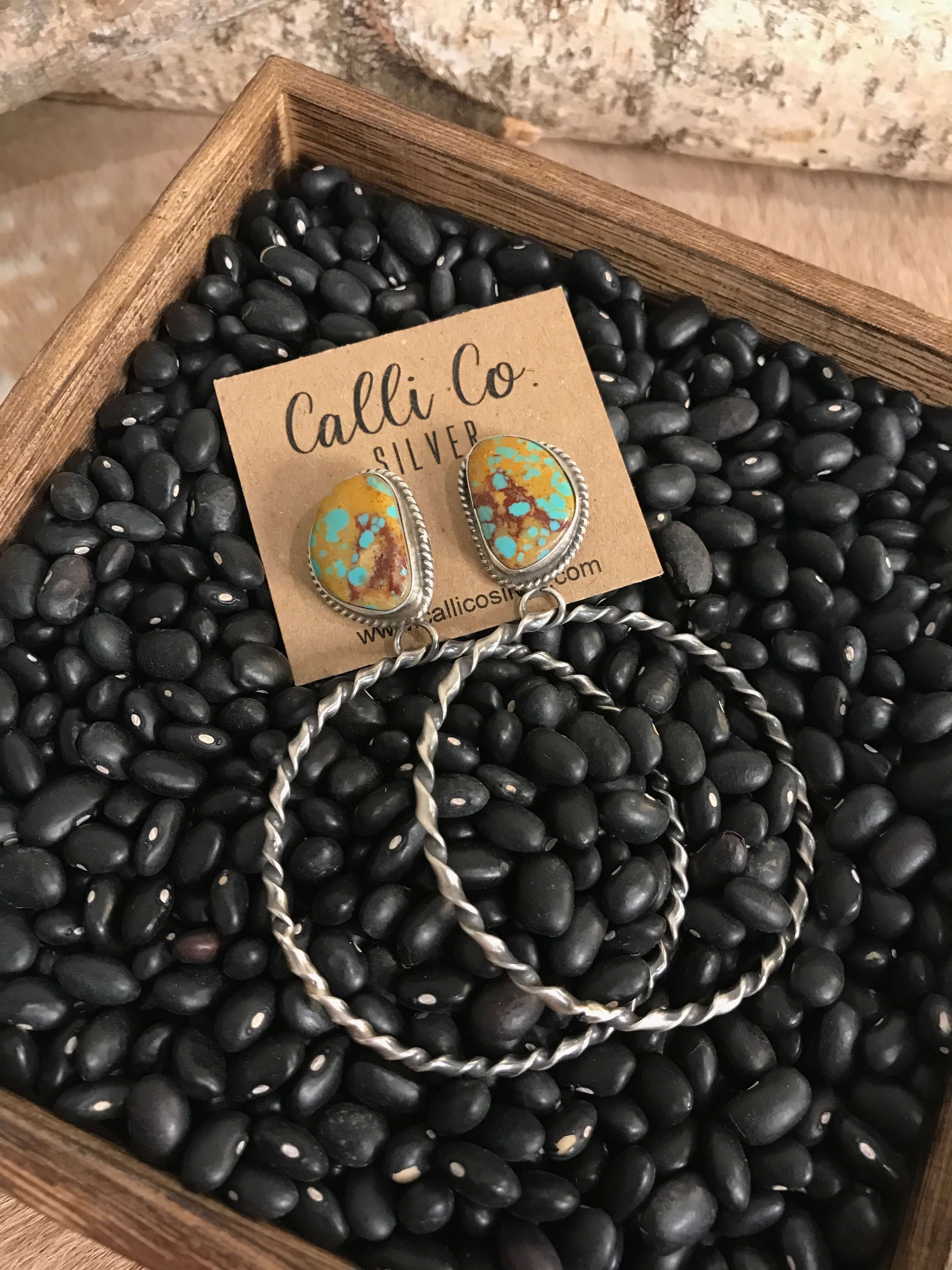 The Swain Hoop Earrings, 7-Earrings-Calli Co., Turquoise and Silver Jewelry, Native American Handmade, Zuni Tribe, Navajo Tribe, Brock Texas