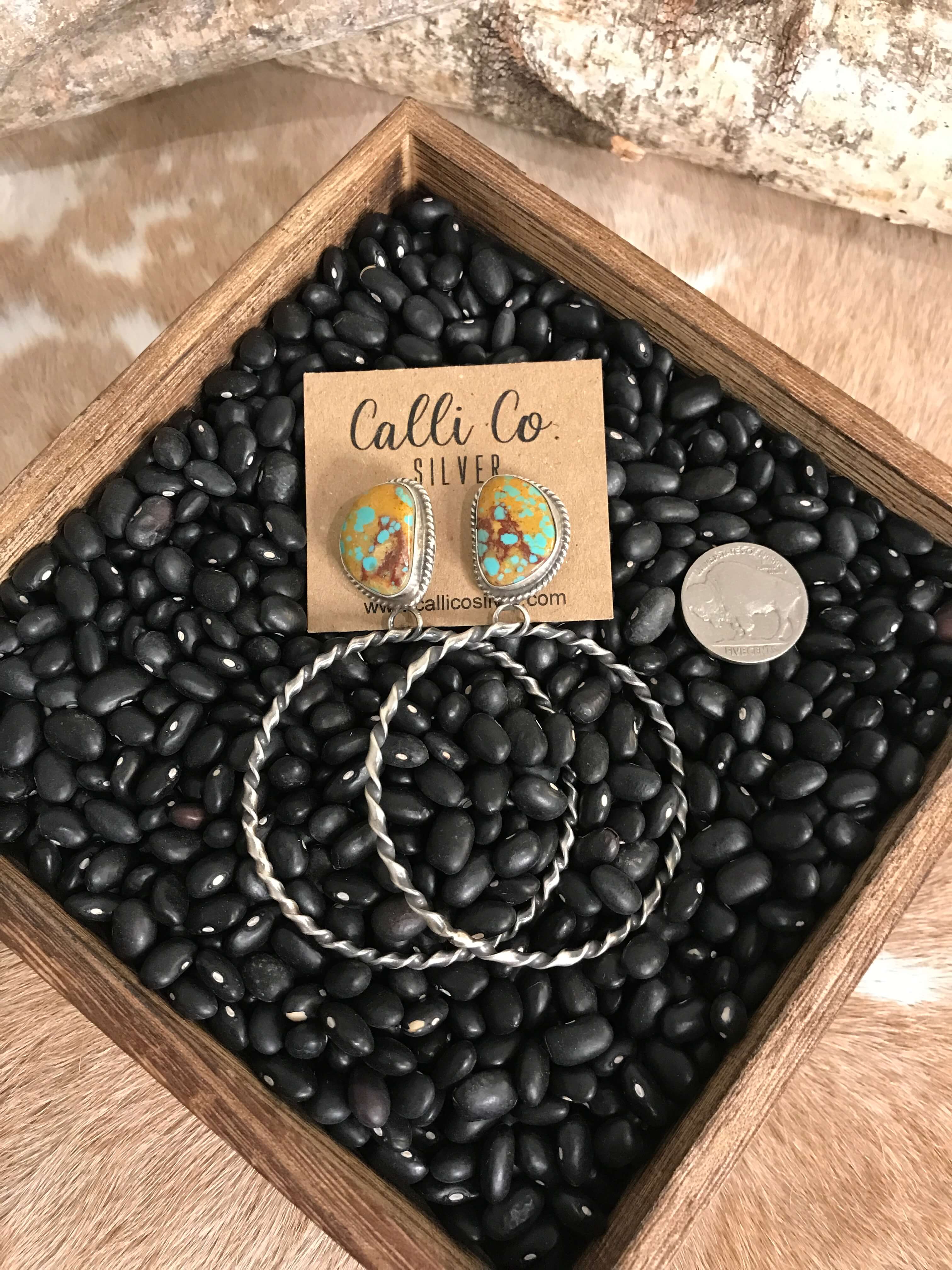 The Swain Hoop Earrings, 7-Earrings-Calli Co., Turquoise and Silver Jewelry, Native American Handmade, Zuni Tribe, Navajo Tribe, Brock Texas