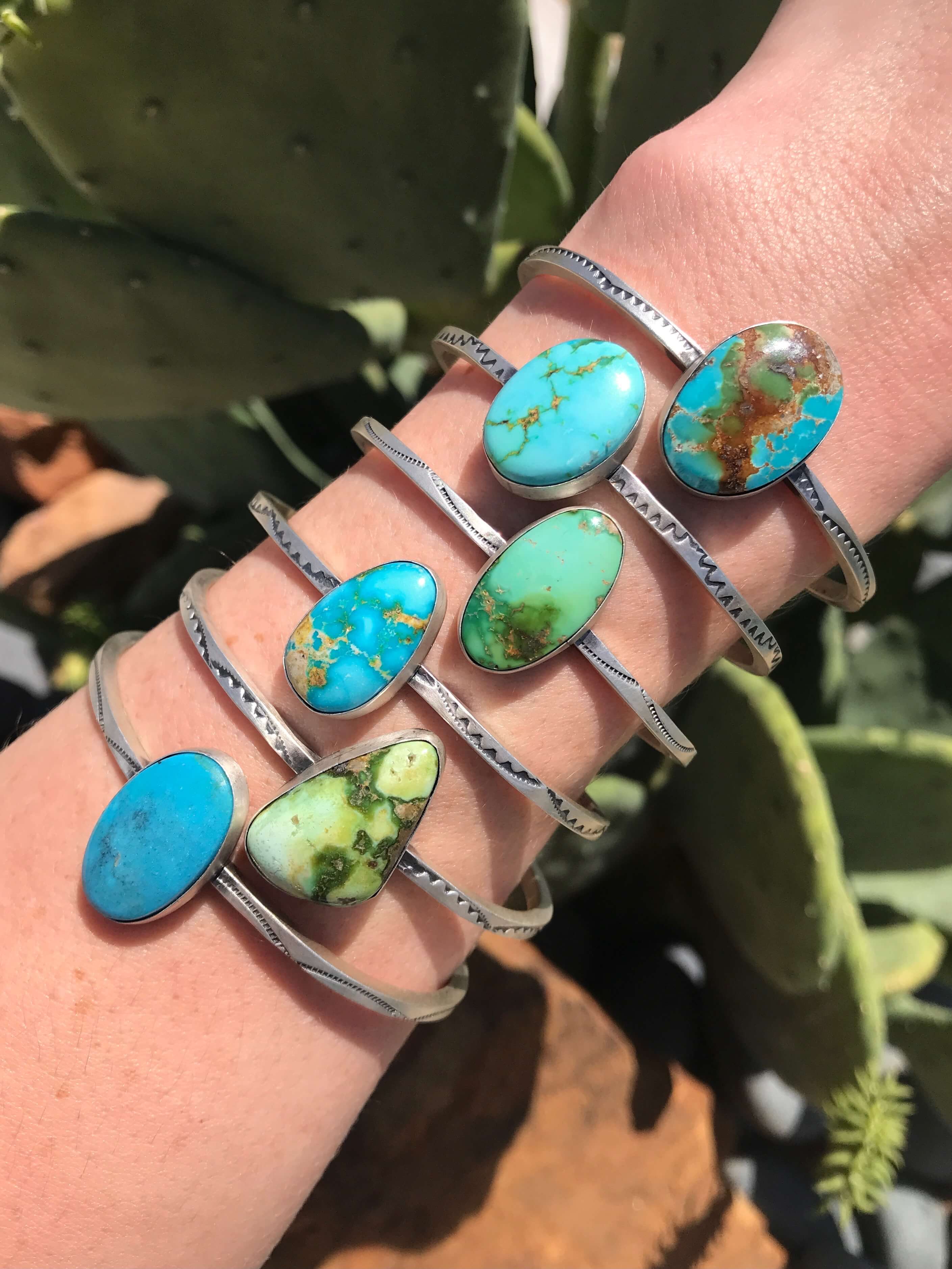 The Azusa Cuff-Bracelets & Cuffs-Calli Co., Turquoise and Silver Jewelry, Native American Handmade, Zuni Tribe, Navajo Tribe, Brock Texas