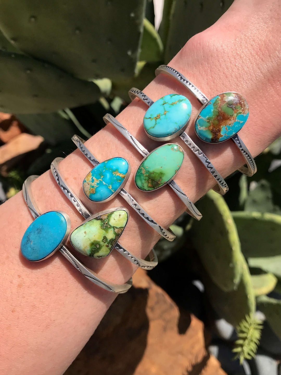 The Azusa Cuff-Bracelets & Cuffs-Calli Co., Turquoise and Silver Jewelry, Native American Handmade, Zuni Tribe, Navajo Tribe, Brock Texas