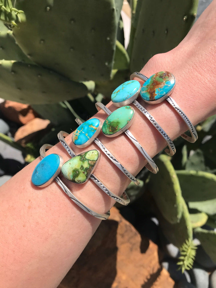 The Azusa Cuff-Bracelets & Cuffs-Calli Co., Turquoise and Silver Jewelry, Native American Handmade, Zuni Tribe, Navajo Tribe, Brock Texas