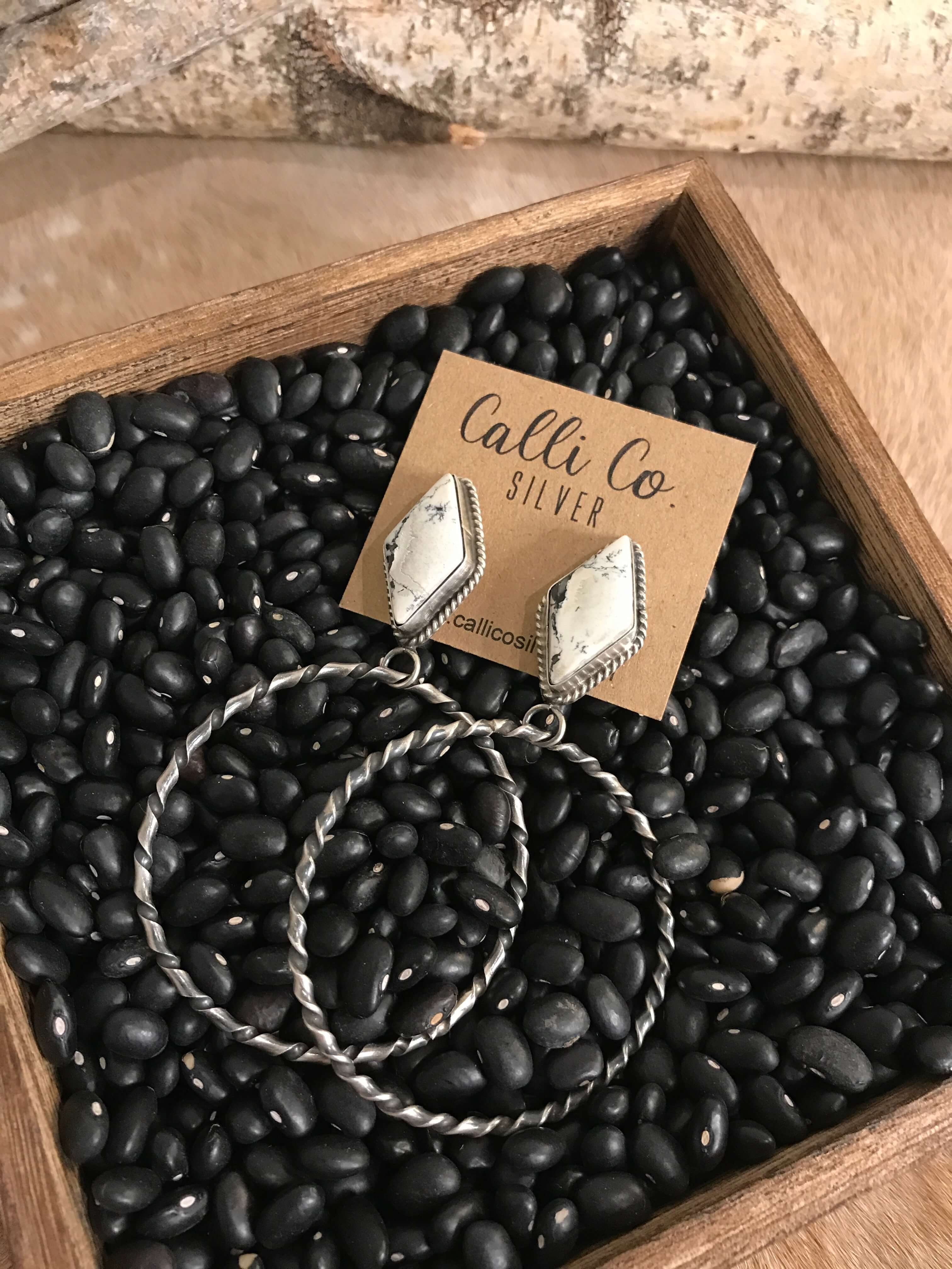 The Swain Hoop Earrings, 9-Earrings-Calli Co., Turquoise and Silver Jewelry, Native American Handmade, Zuni Tribe, Navajo Tribe, Brock Texas