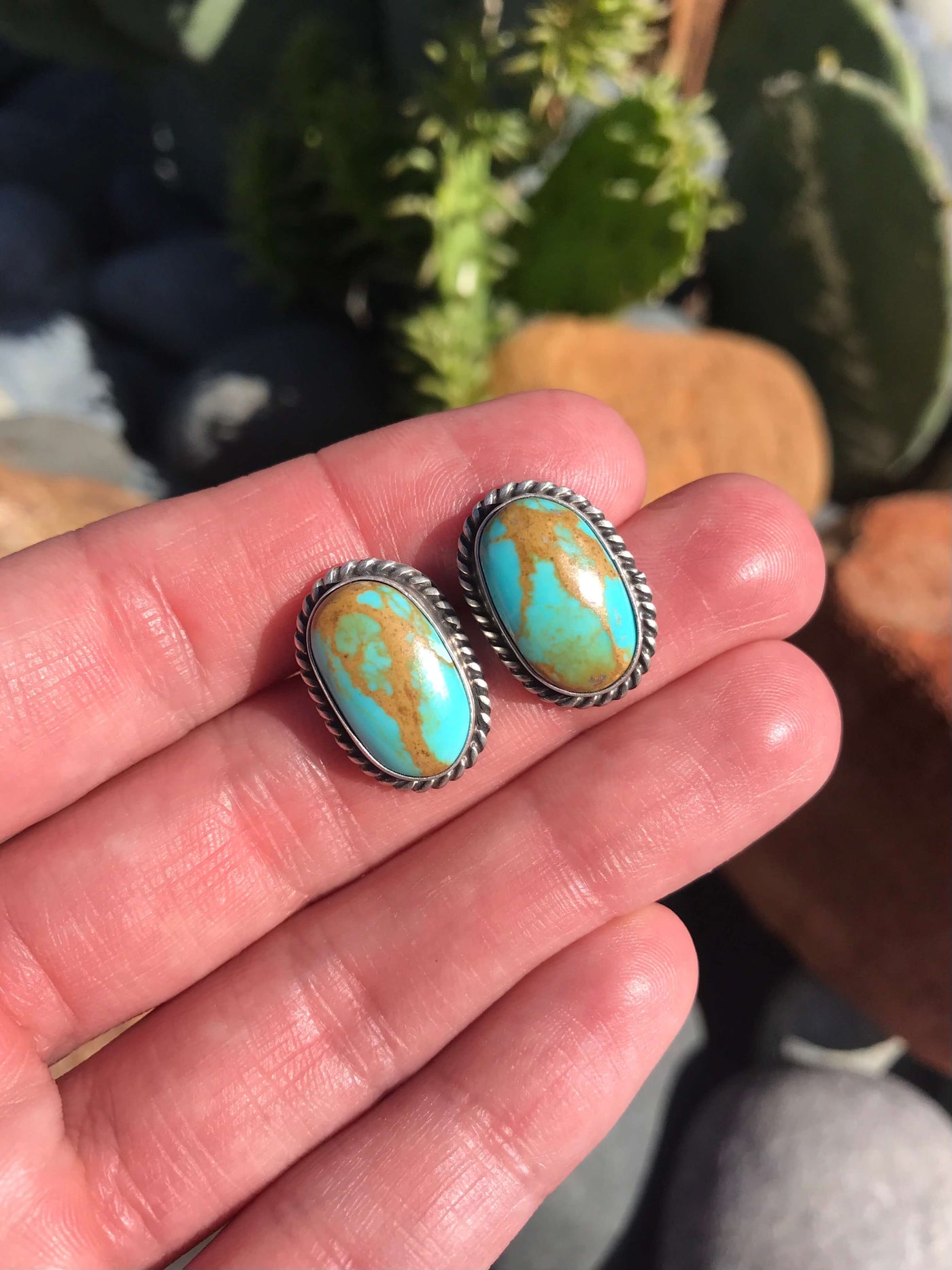 The Turquoise Studs, 31-Earrings-Calli Co., Turquoise and Silver Jewelry, Native American Handmade, Zuni Tribe, Navajo Tribe, Brock Texas