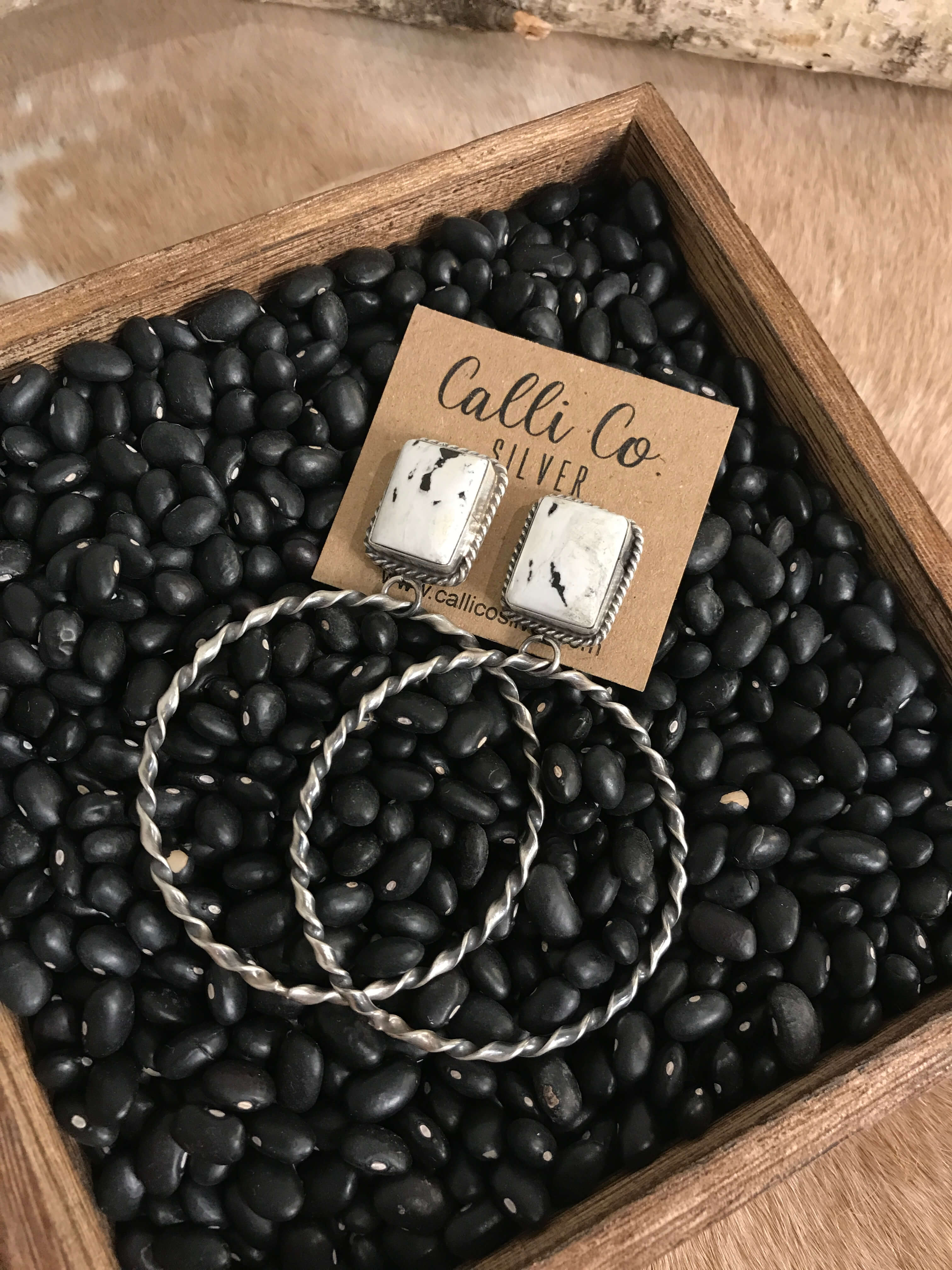 The Swain Hoop Earrings, 11-Earrings-Calli Co., Turquoise and Silver Jewelry, Native American Handmade, Zuni Tribe, Navajo Tribe, Brock Texas