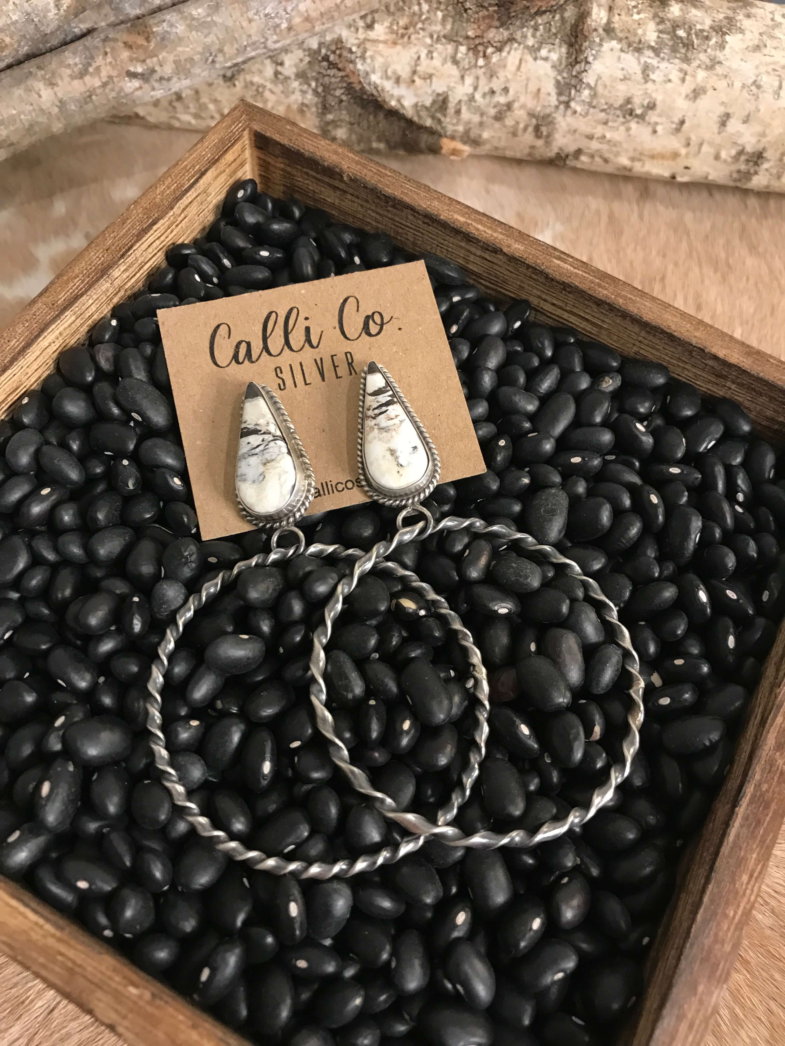 The Swain Hoop Earrings, 18-Earrings-Calli Co., Turquoise and Silver Jewelry, Native American Handmade, Zuni Tribe, Navajo Tribe, Brock Texas