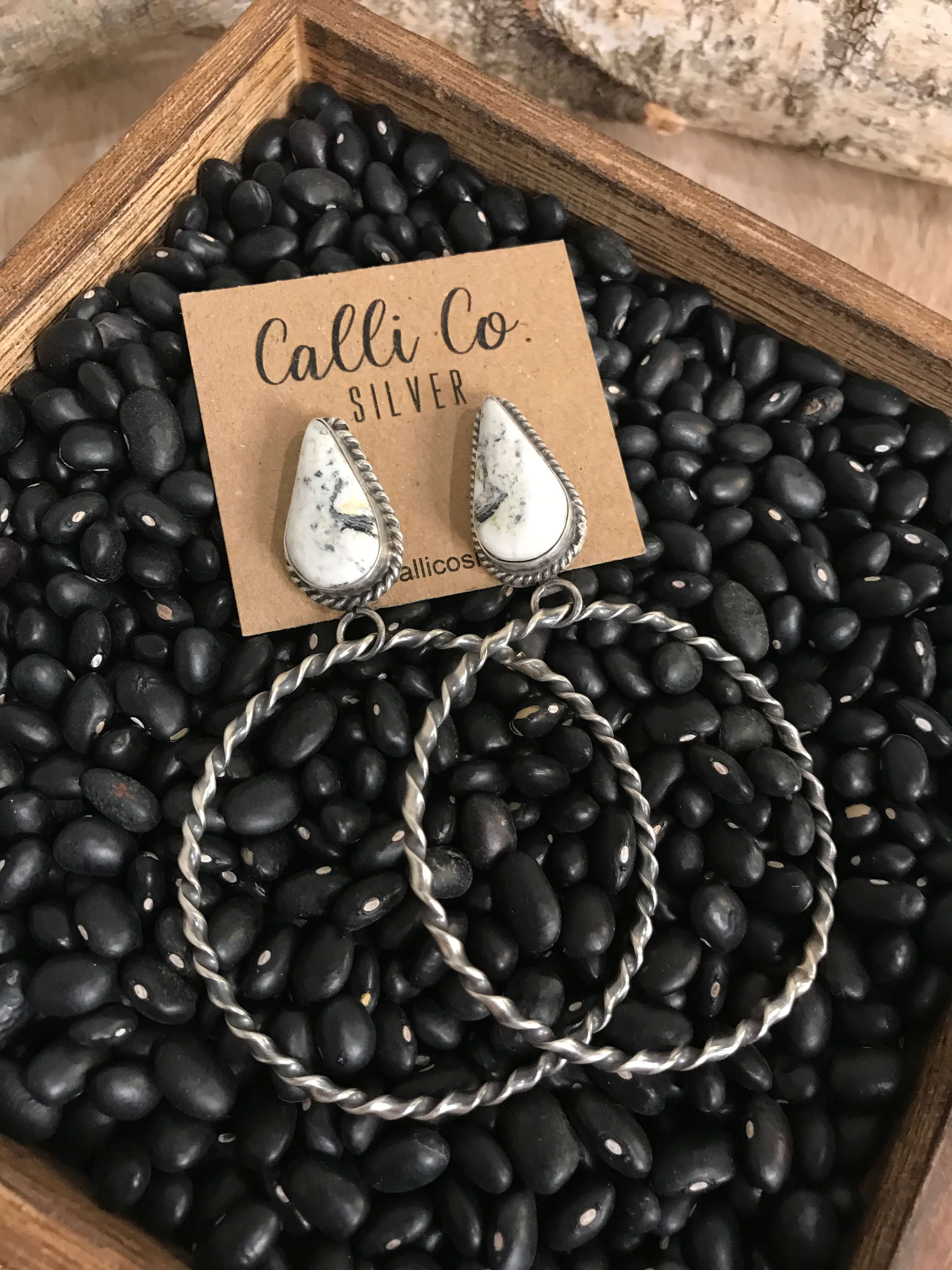 The Swain Hoop Earrings, 22-Earrings-Calli Co., Turquoise and Silver Jewelry, Native American Handmade, Zuni Tribe, Navajo Tribe, Brock Texas