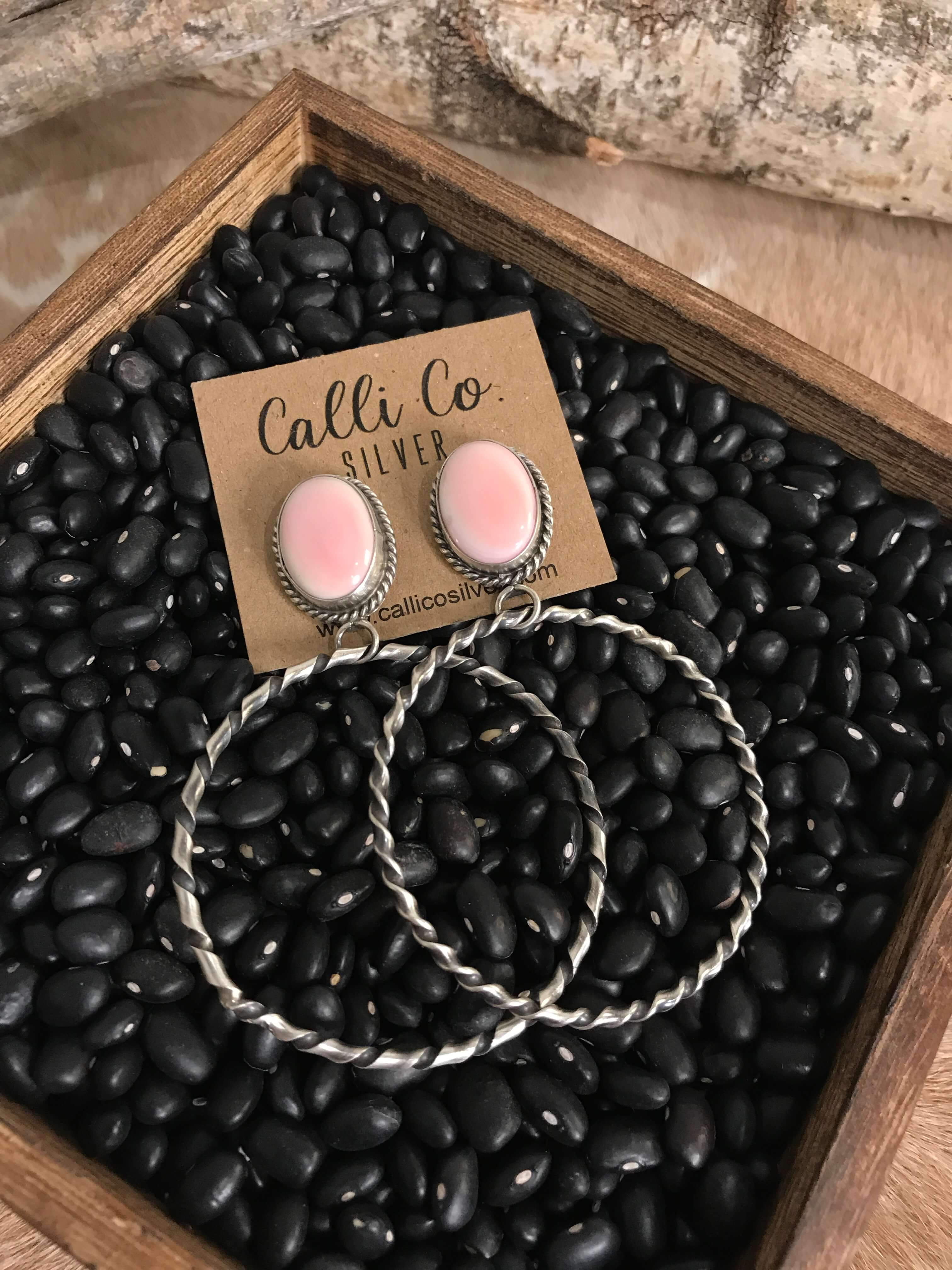 The Swain Hoop Earrings, 23-Earrings-Calli Co., Turquoise and Silver Jewelry, Native American Handmade, Zuni Tribe, Navajo Tribe, Brock Texas