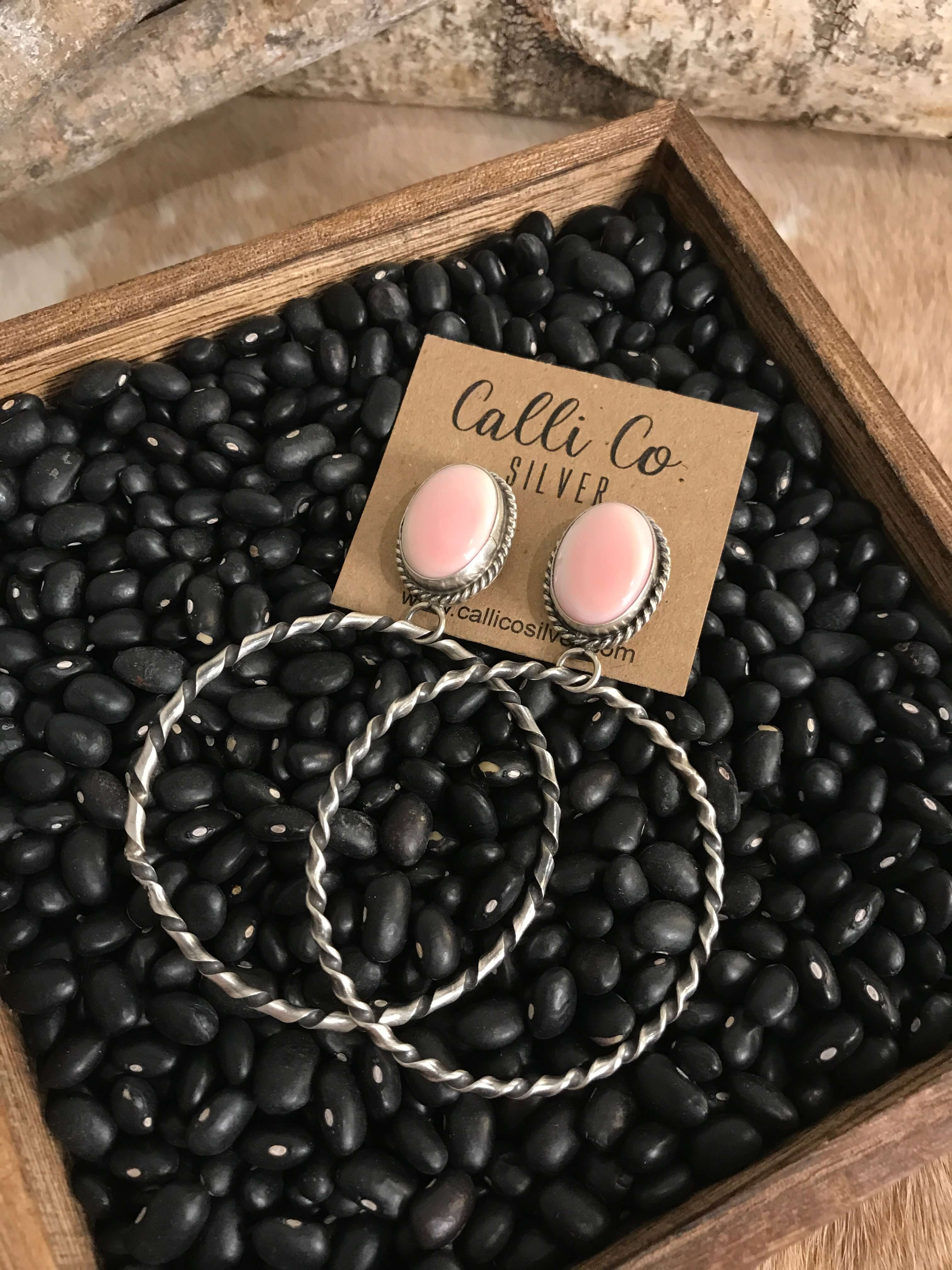 The Swain Hoop Earrings, 23-Earrings-Calli Co., Turquoise and Silver Jewelry, Native American Handmade, Zuni Tribe, Navajo Tribe, Brock Texas