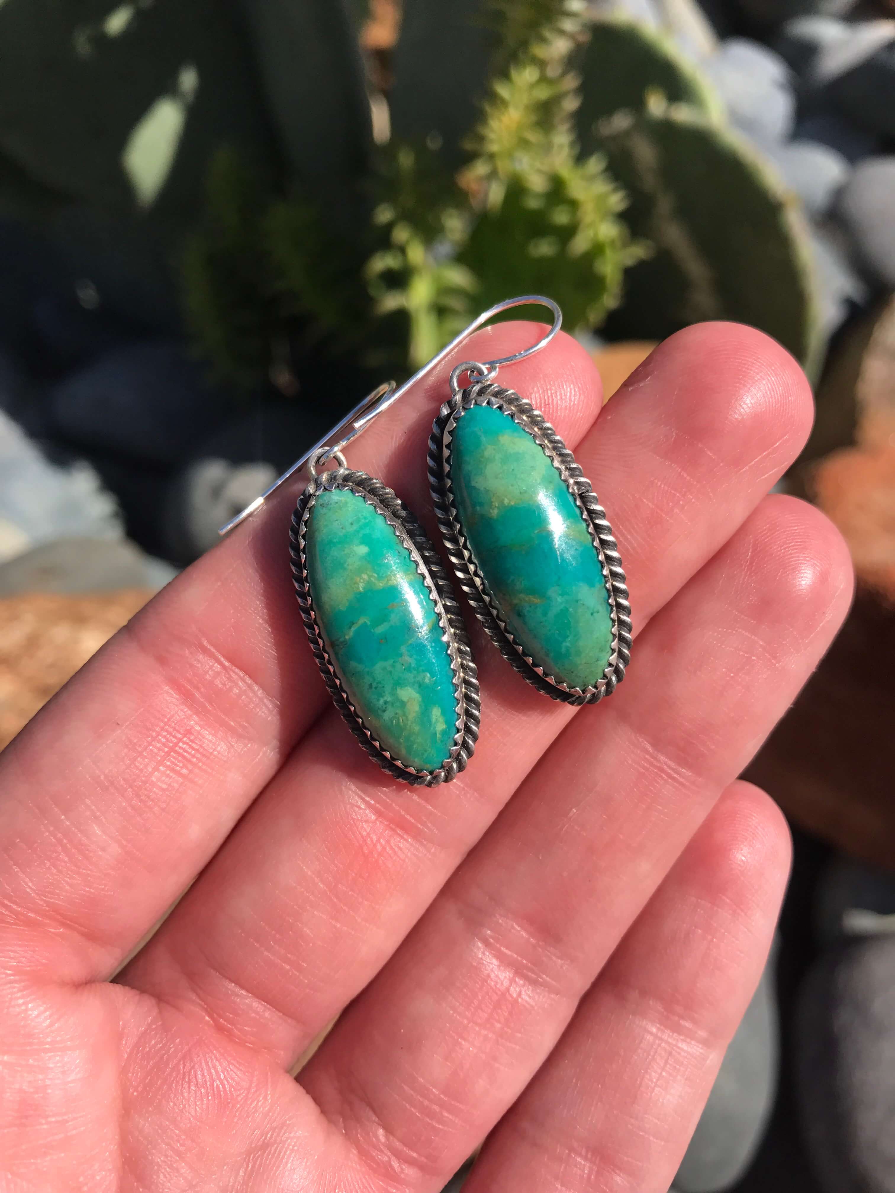 Turquoise Dangle Earrings, 21 – Calli Co. Silver