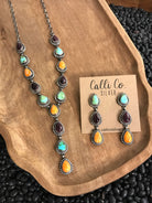 The Monowi Lariat Necklace Set-Necklaces-Calli Co., Turquoise and Silver Jewelry, Native American Handmade, Zuni Tribe, Navajo Tribe, Brock Texas