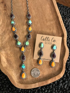 The Monowi Lariat Necklace Set-Necklaces-Calli Co., Turquoise and Silver Jewelry, Native American Handmade, Zuni Tribe, Navajo Tribe, Brock Texas