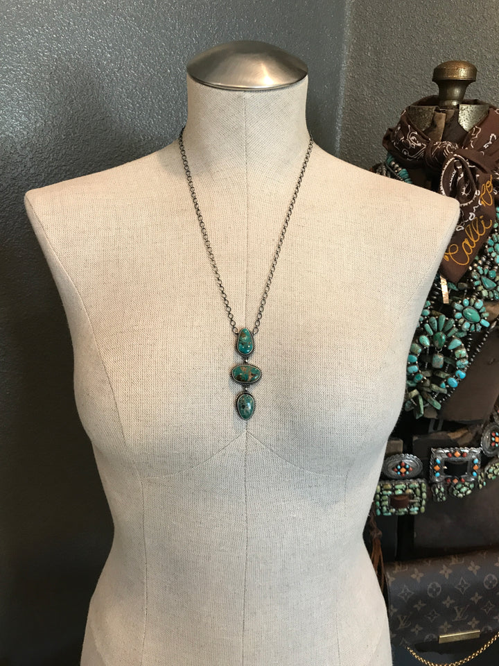 The Arroyo Lariat Necklace, 11-Necklaces-Calli Co., Turquoise and Silver Jewelry, Native American Handmade, Zuni Tribe, Navajo Tribe, Brock Texas