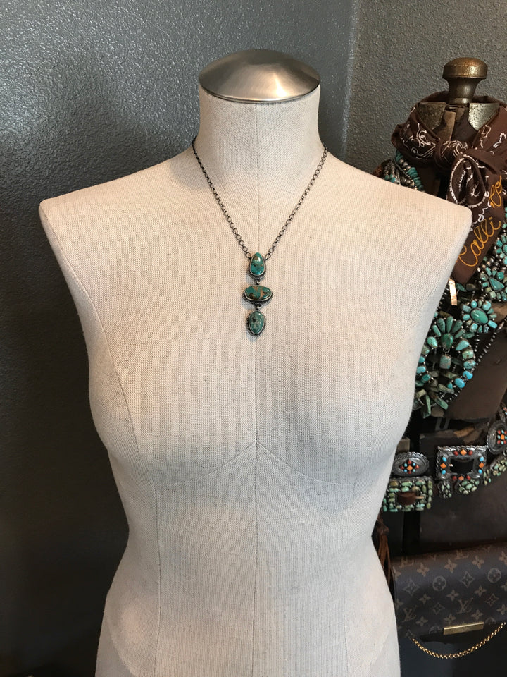 The Arroyo Lariat Necklace, 11-Necklaces-Calli Co., Turquoise and Silver Jewelry, Native American Handmade, Zuni Tribe, Navajo Tribe, Brock Texas