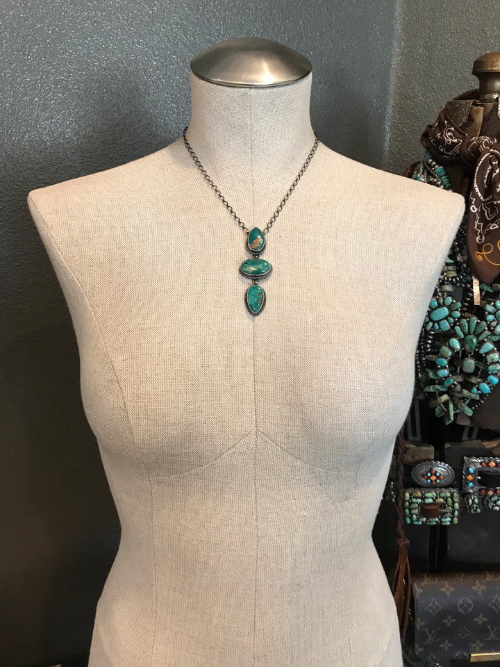 The Arroyo Lariat Necklace, 8-Necklaces-Calli Co., Turquoise and Silver Jewelry, Native American Handmade, Zuni Tribe, Navajo Tribe, Brock Texas