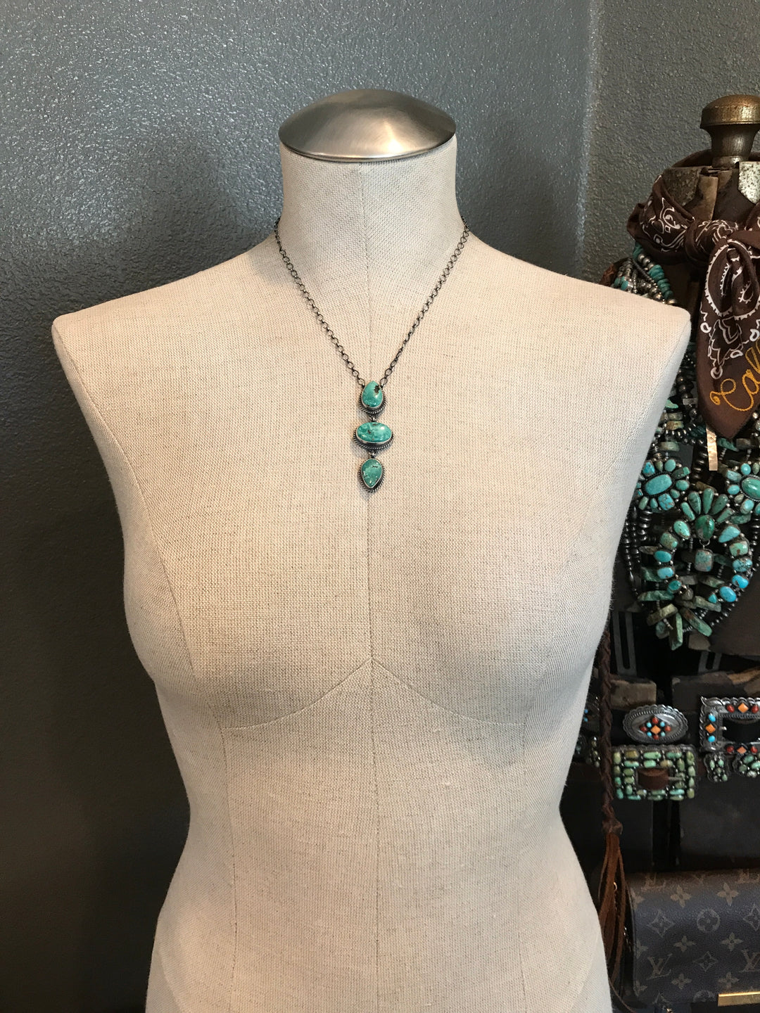 The Arroyo Lariat Necklace, 5-Necklaces-Calli Co., Turquoise and Silver Jewelry, Native American Handmade, Zuni Tribe, Navajo Tribe, Brock Texas