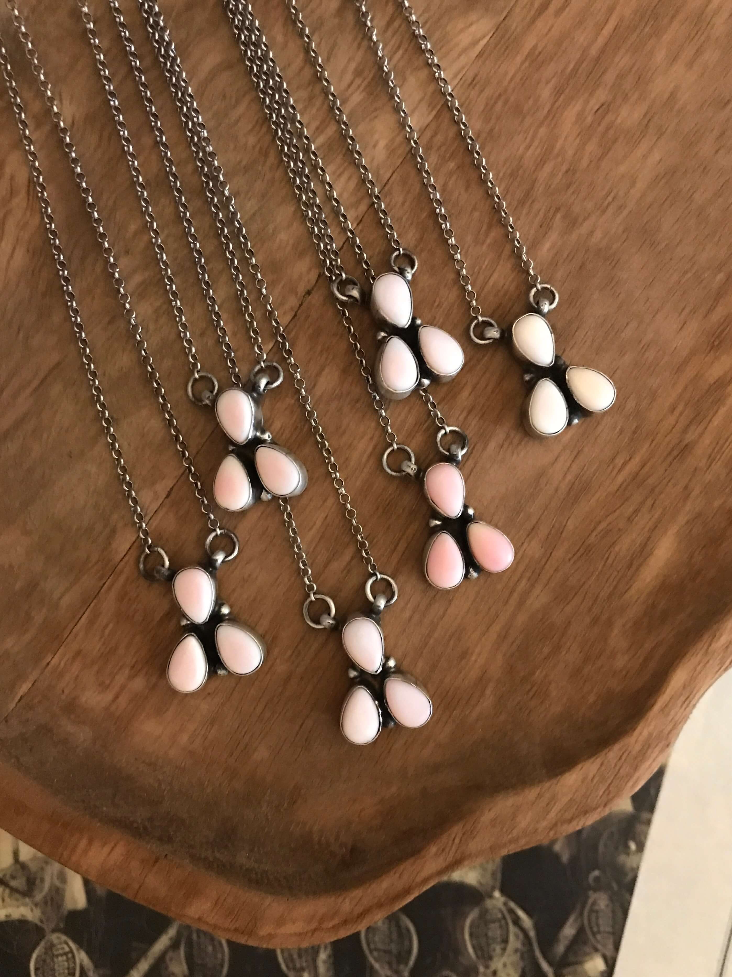 The Dany Pink Conch Necklaces-Necklaces-Calli Co., Turquoise and Silver Jewelry, Native American Handmade, Zuni Tribe, Navajo Tribe, Brock Texas