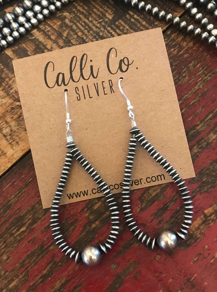 The Hanna Pearl Hoop Earrings-Earrings-Calli Co., Turquoise and Silver Jewelry, Native American Handmade, Zuni Tribe, Navajo Tribe, Brock Texas