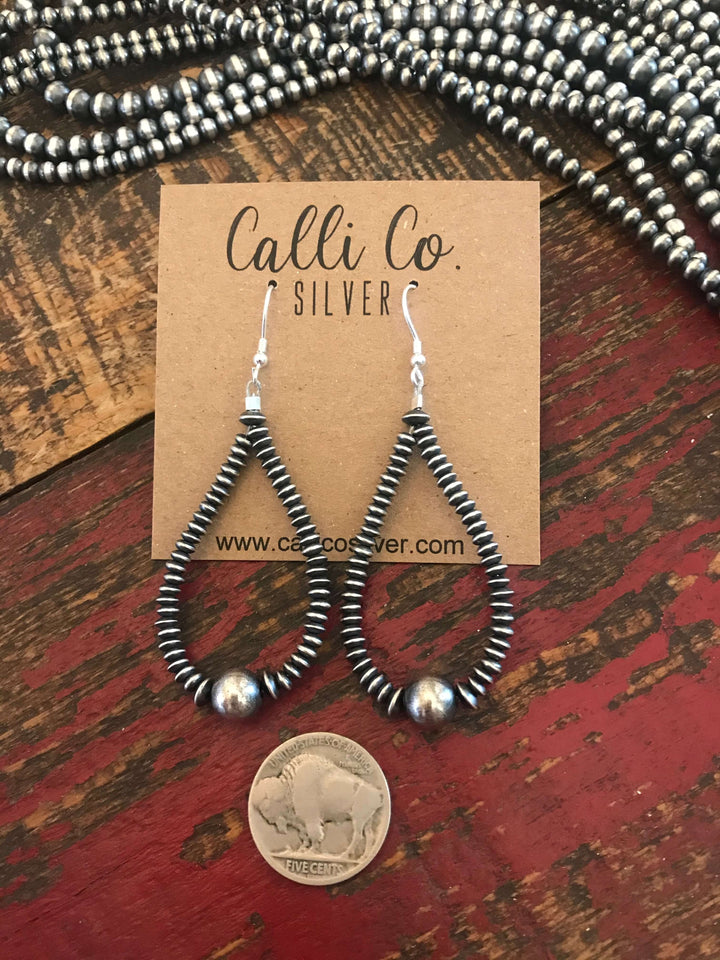 The Hanna Pearl Hoop Earrings-Earrings-Calli Co., Turquoise and Silver Jewelry, Native American Handmade, Zuni Tribe, Navajo Tribe, Brock Texas