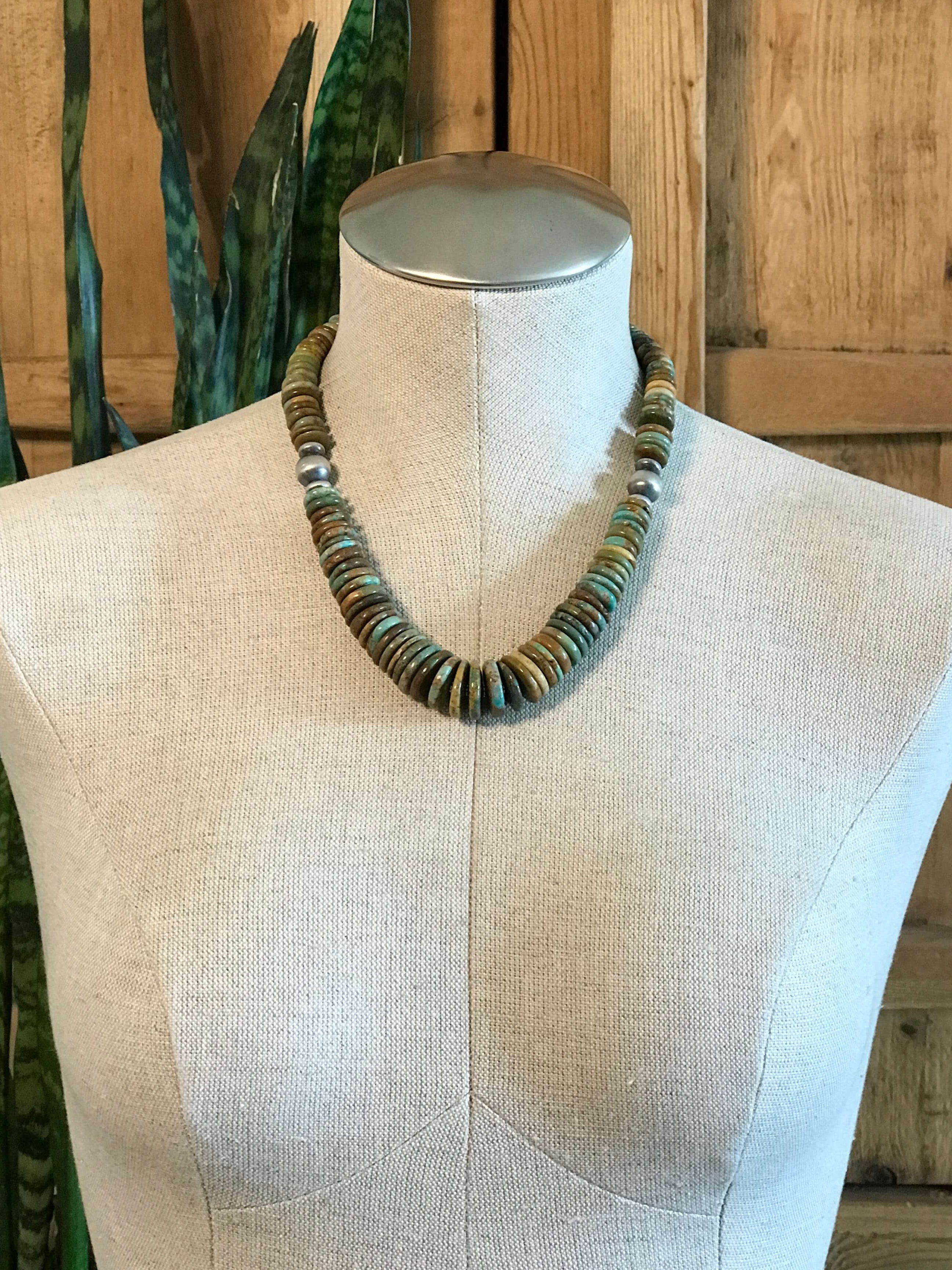 The Cresco 20" Stacked Necklace, 2-Necklaces-Calli Co., Turquoise and Silver Jewelry, Native American Handmade, Zuni Tribe, Navajo Tribe, Brock Texas