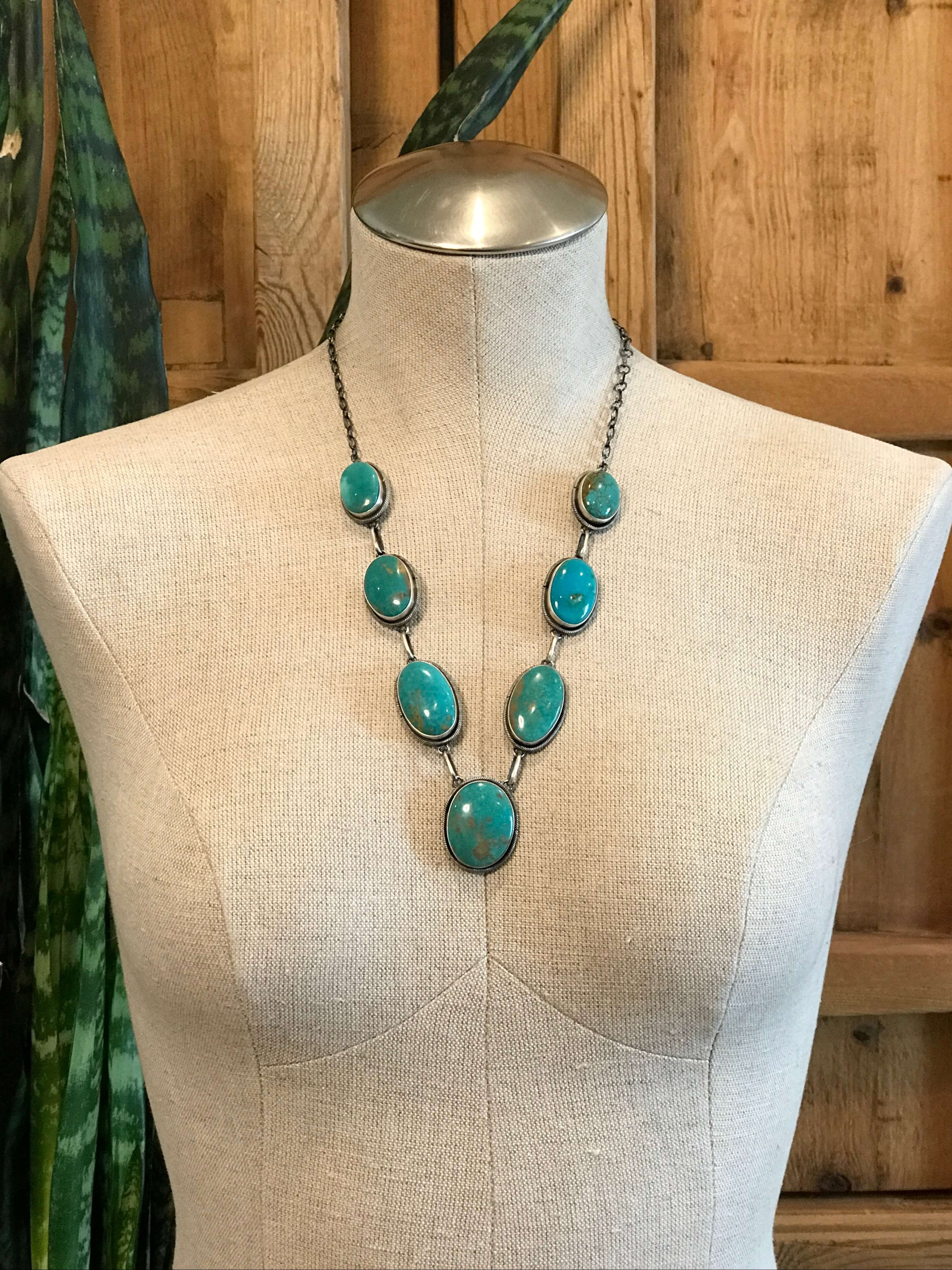 The Lamesa Turquoise Statement Necklace-Necklaces-Calli Co., Turquoise and Silver Jewelry, Native American Handmade, Zuni Tribe, Navajo Tribe, Brock Texas