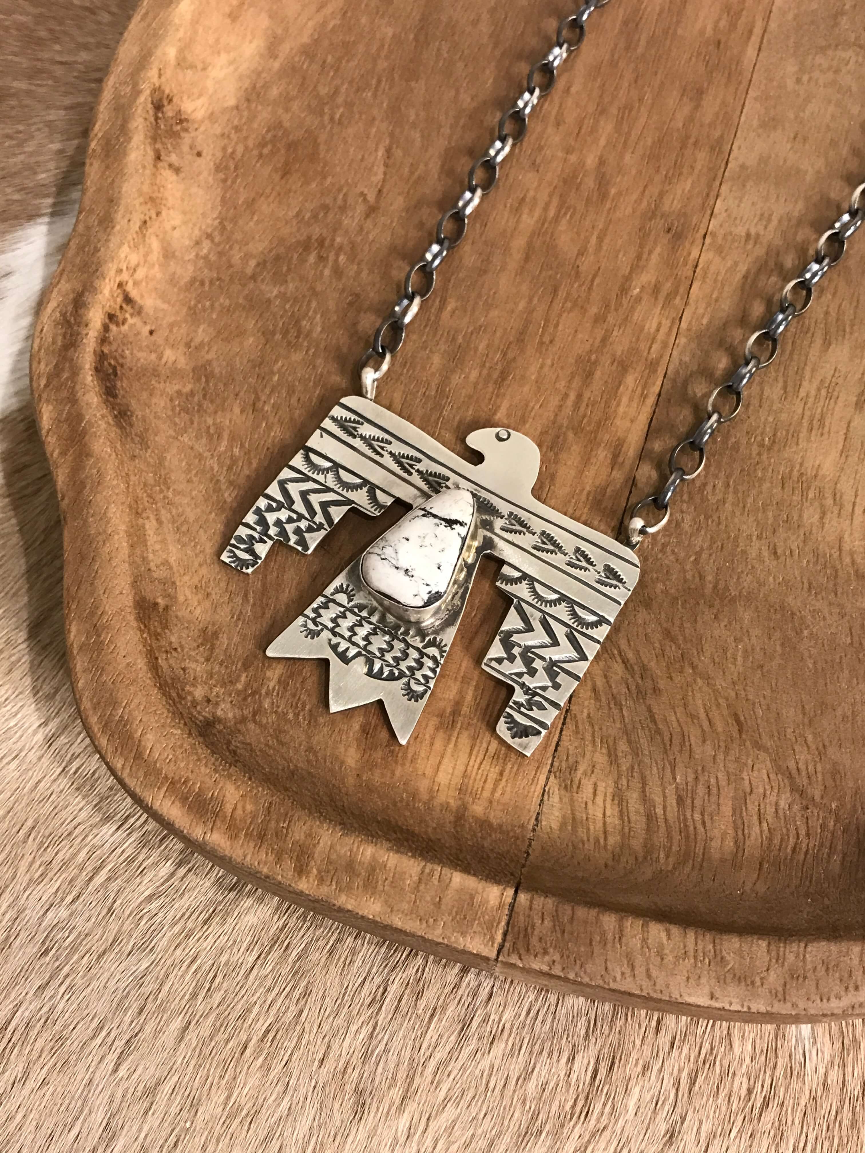 The Tahoka Thunderbird Necklace, 6-Necklaces-Calli Co., Turquoise and Silver Jewelry, Native American Handmade, Zuni Tribe, Navajo Tribe, Brock Texas