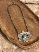 The Tahoka Thunderbird Necklace, 7-Necklaces-Calli Co., Turquoise and Silver Jewelry, Native American Handmade, Zuni Tribe, Navajo Tribe, Brock Texas