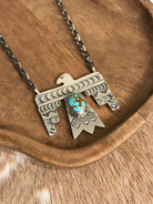 The Tahoka Thunderbird Necklace, 11-Necklaces-Calli Co., Turquoise and Silver Jewelry, Native American Handmade, Zuni Tribe, Navajo Tribe, Brock Texas